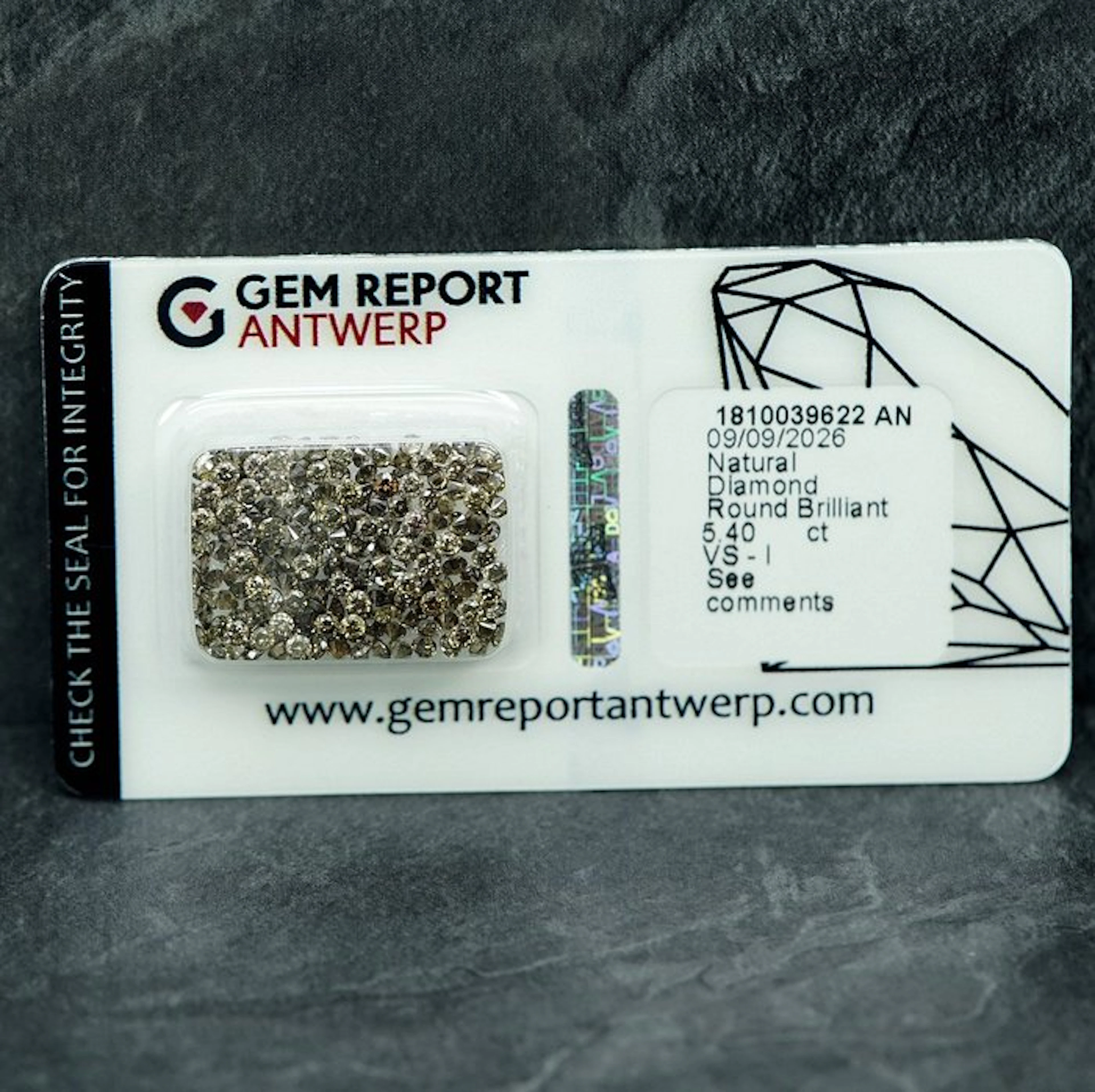 200 pcs Diamond (Natural coloured) - 5.40 ct - Round - Fancy deep Brown - VS1