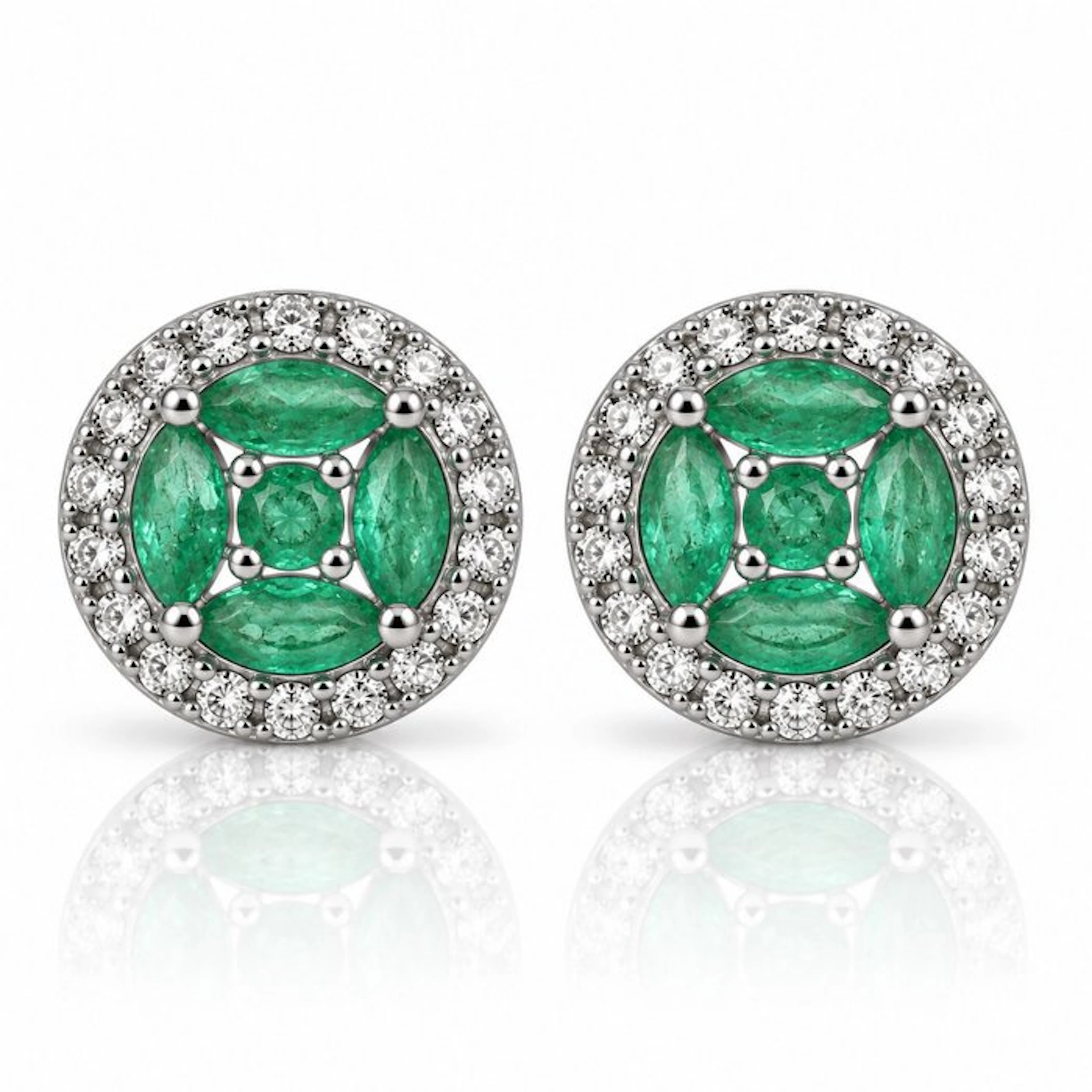 No reserve price - Earrings Gold-plated Emerald - Topaz - 18kt Gold Plated
