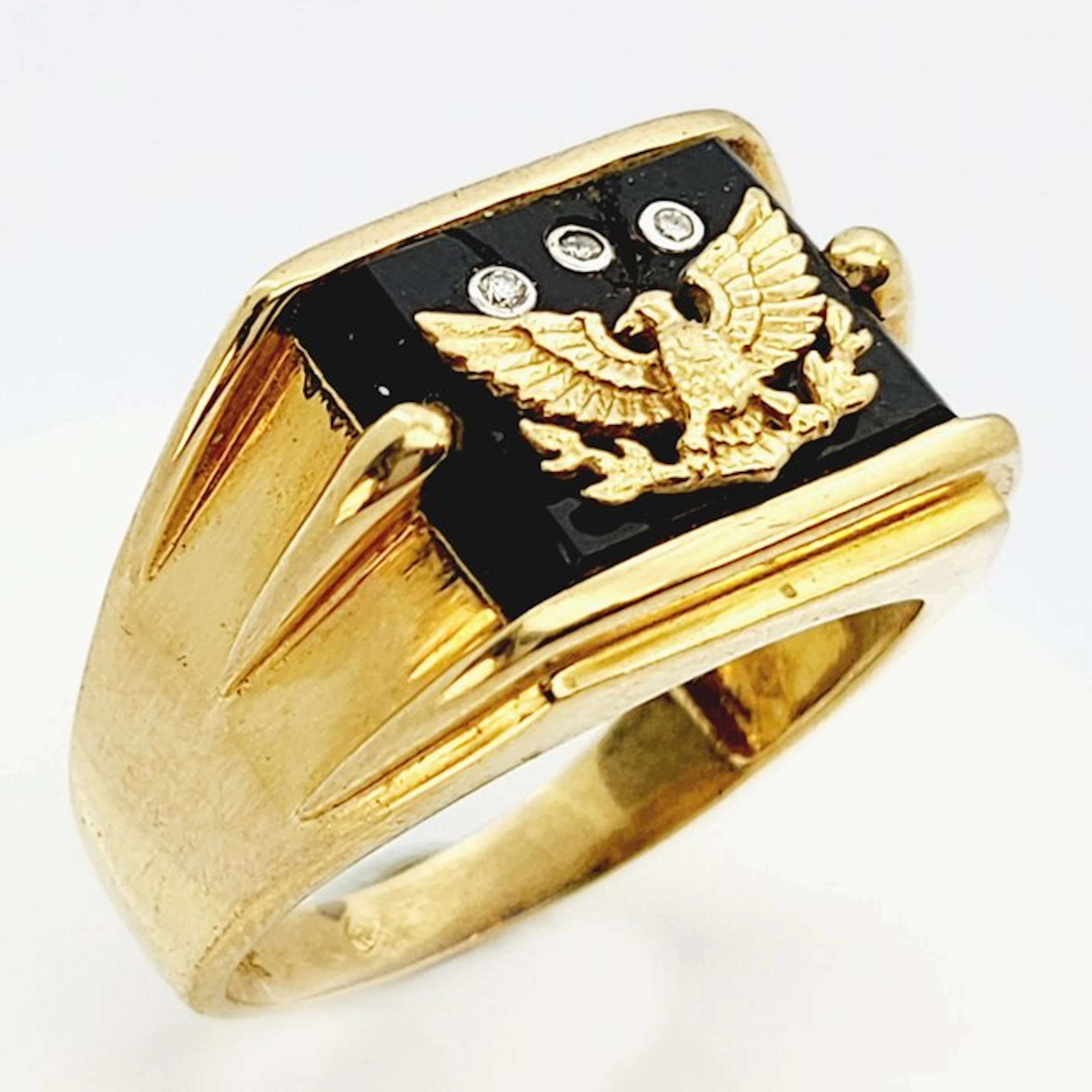 Ring - 18 kt. Yellow gold - 2.50ct. tw. Onyx - Diamond