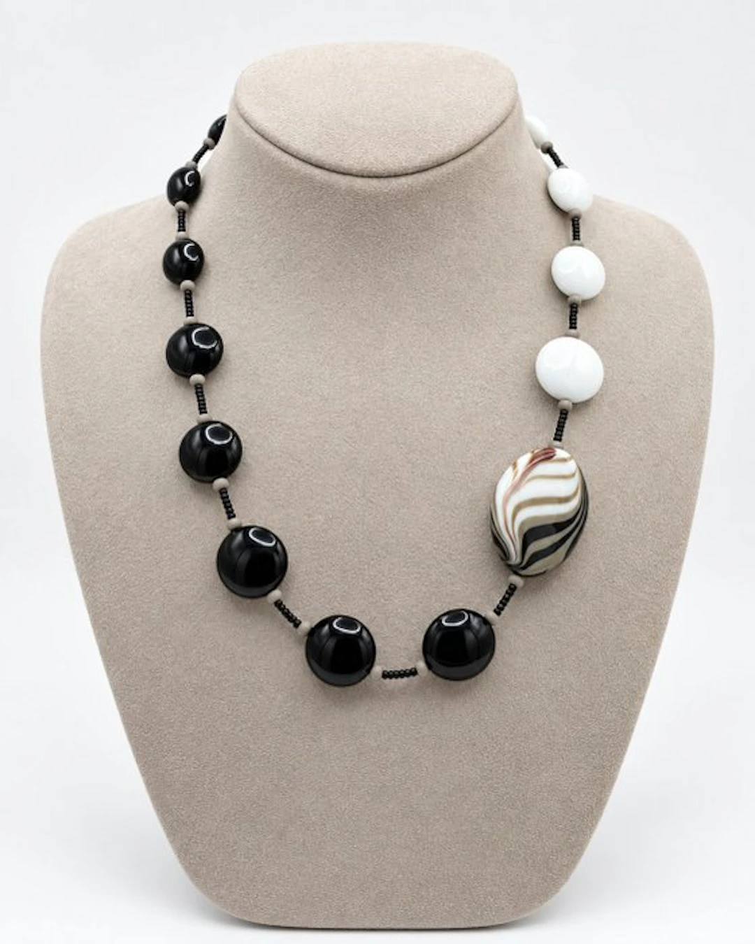 Murano glass - Necklace - black and white glass
