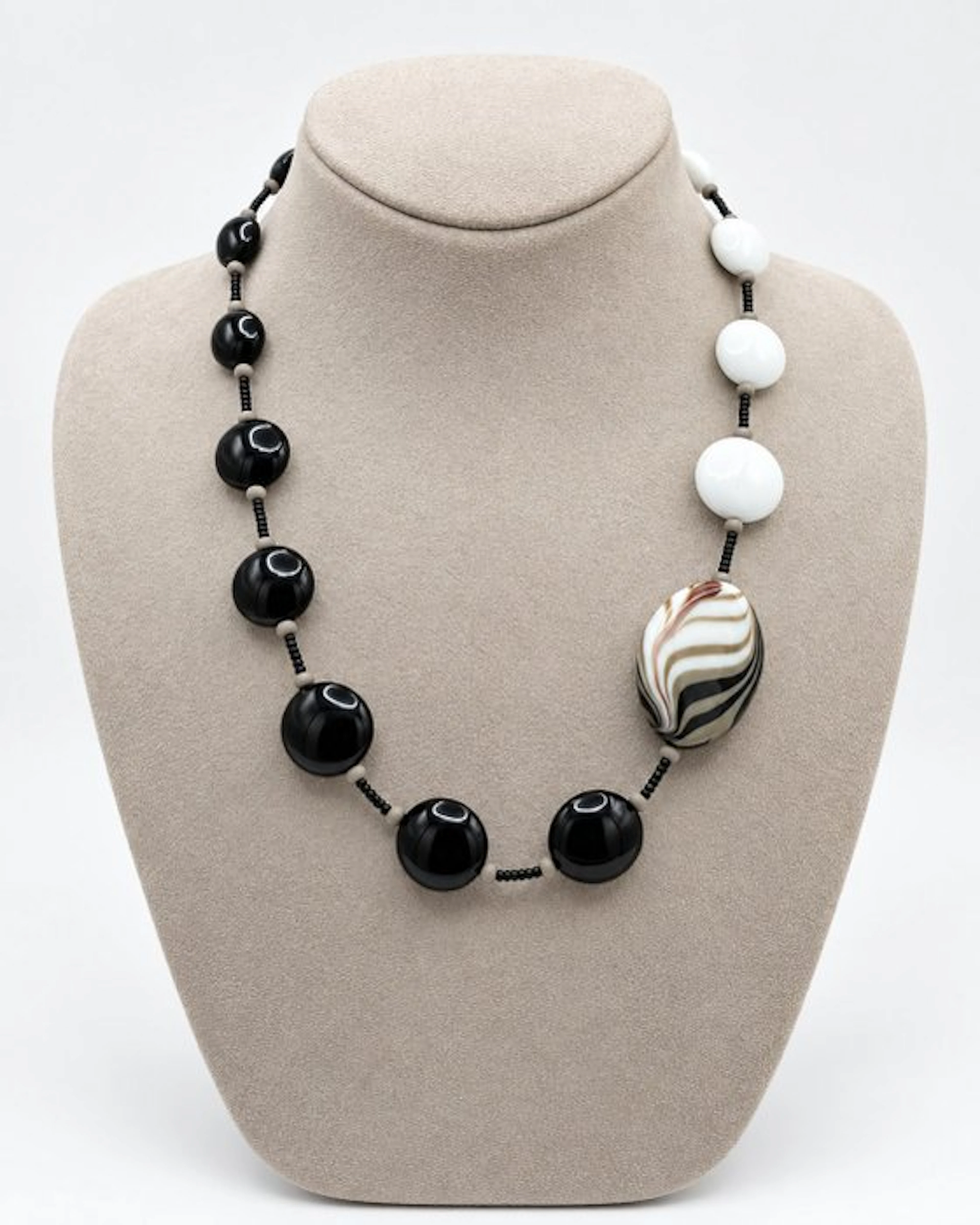 Murano glass - Necklace - black and white glass