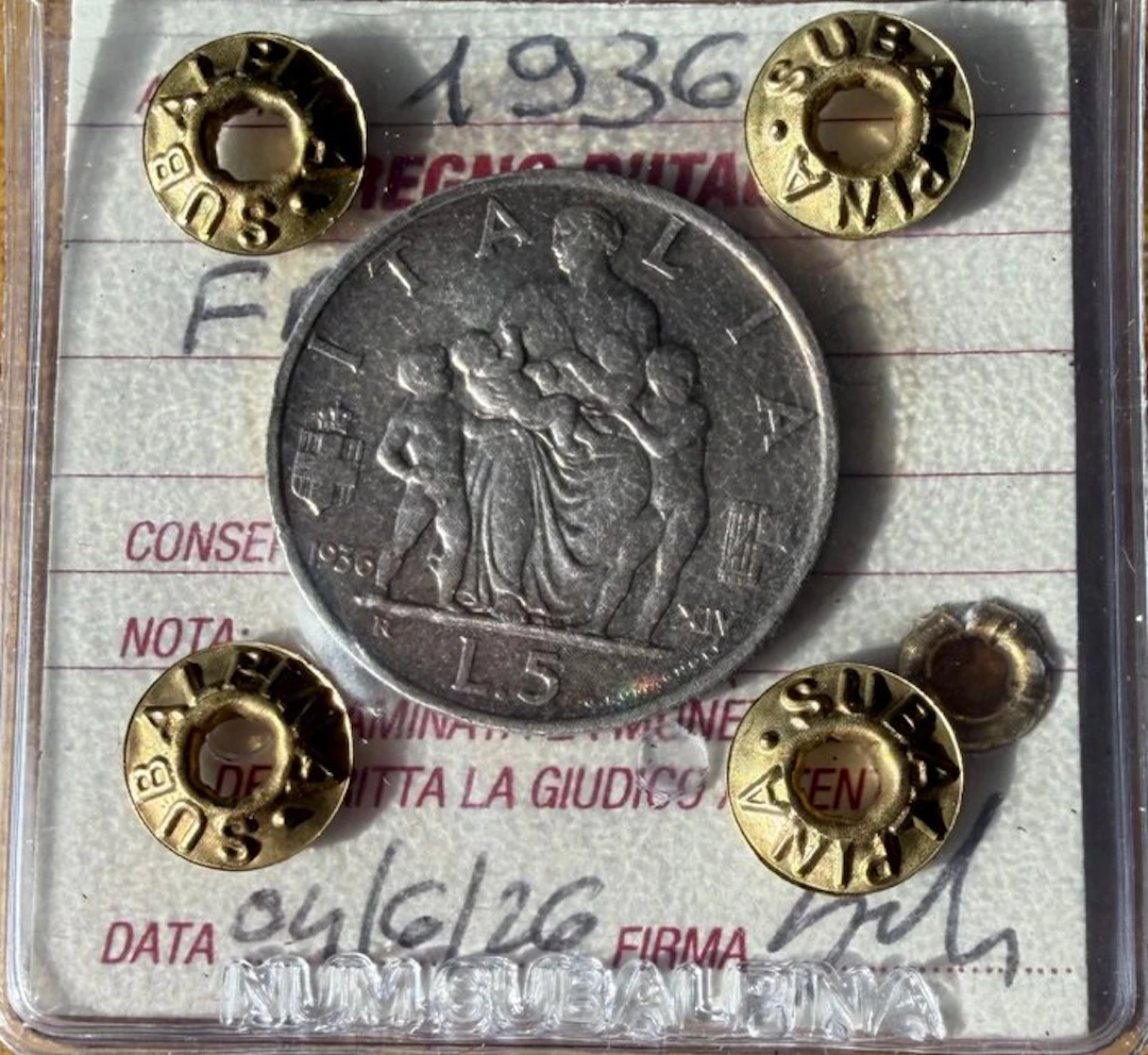 Italy, Kingdom Vittorio Emanuele III. 5 Lire 1936 "Famiglia" (No reserve price)