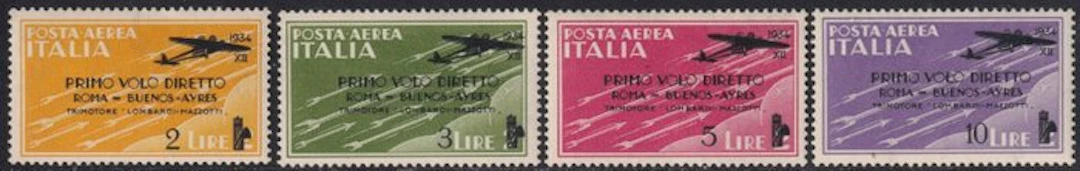 Italy Kingdom 1934 - Airmail Rome-Buenos Aires/Mogadishu...