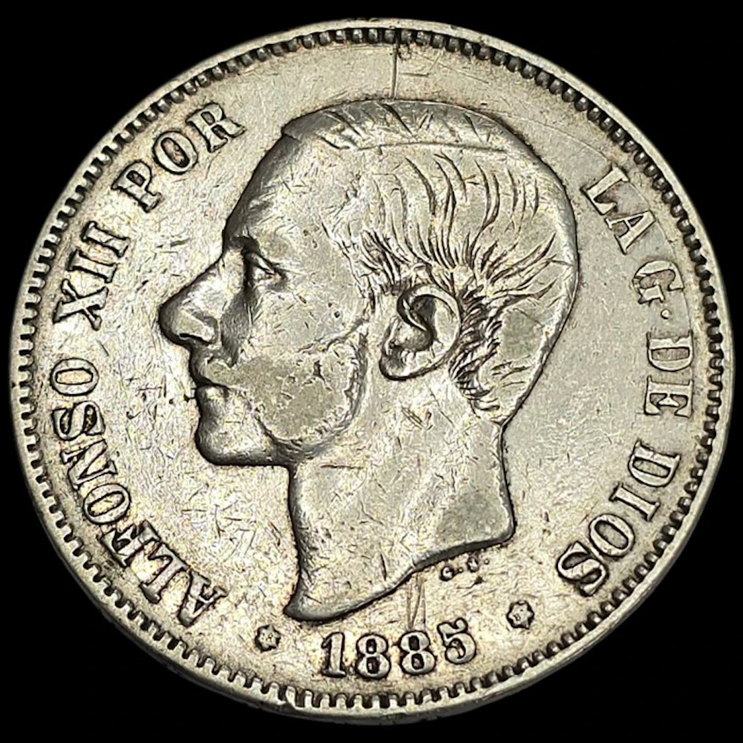 Spain. Alfonso XII. 5 Pesetas 1885 MSM *18-87* (No reserve price)
