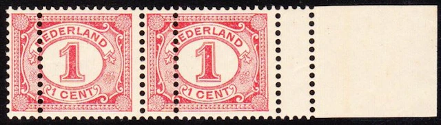 Netherlands 1899 - 1-cent red in proof with mis-strike and double strike