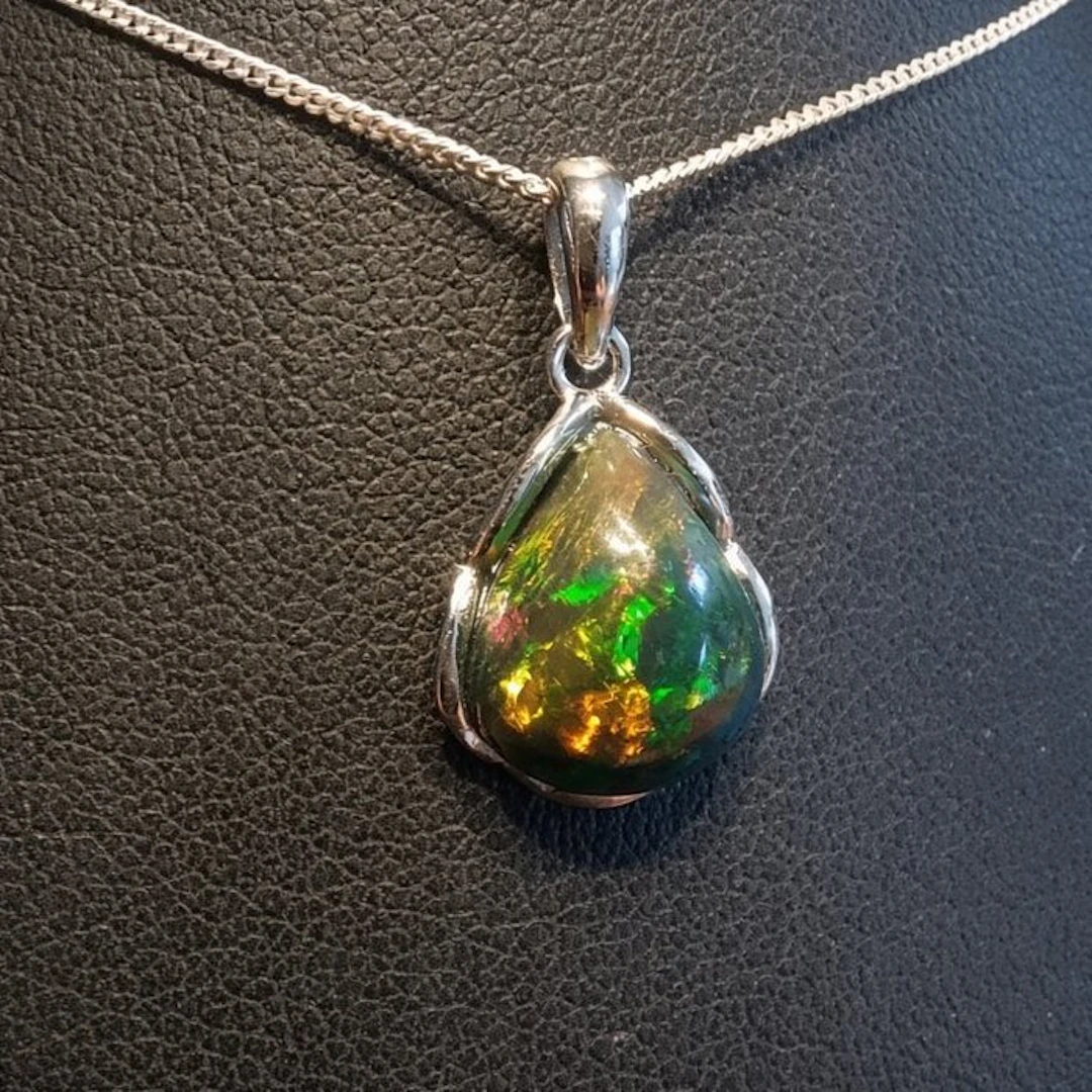Ethiopian black opal pendant