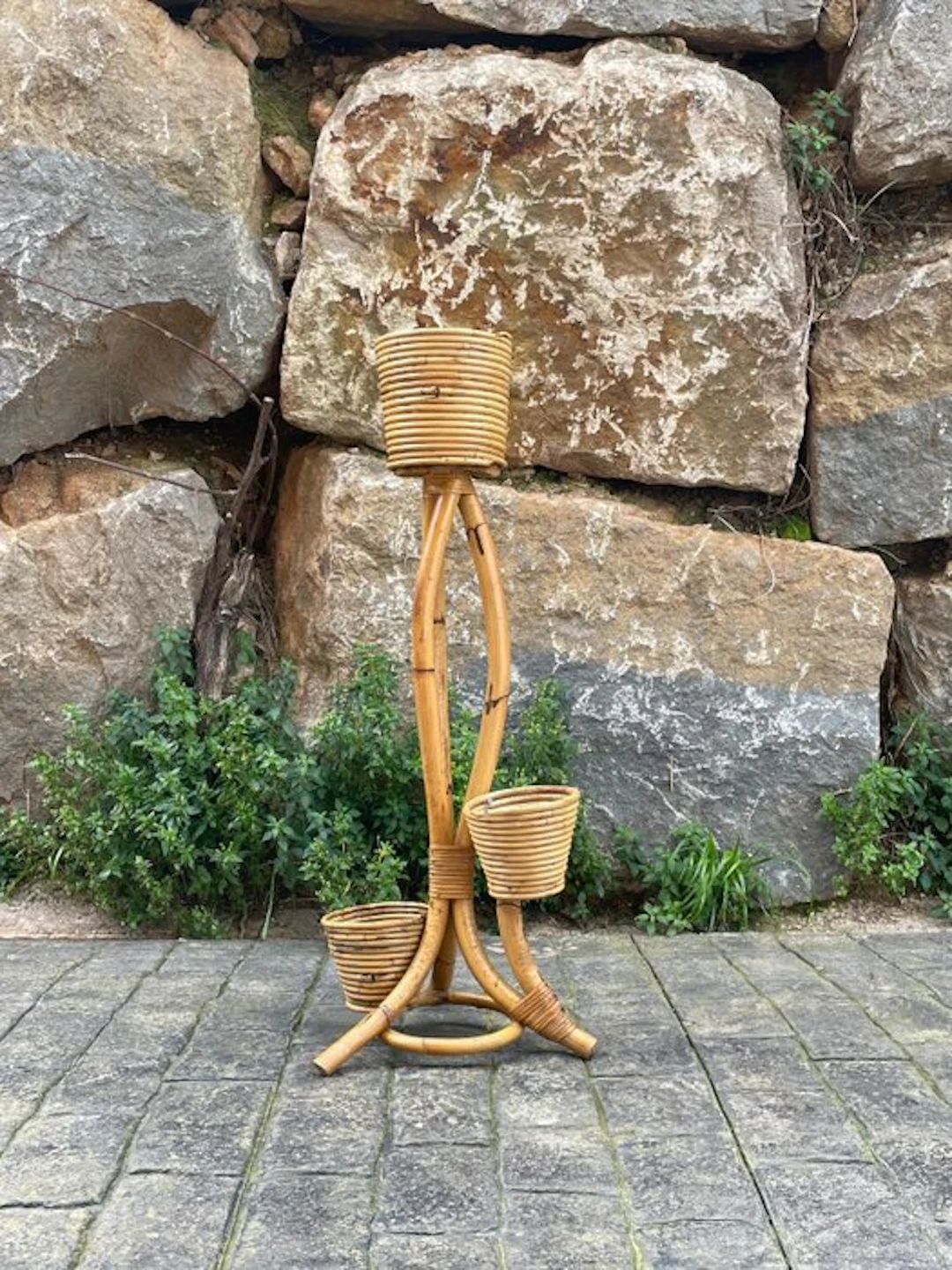 Stand - Bamboo, Rattan - Mid-century Boho-Chic