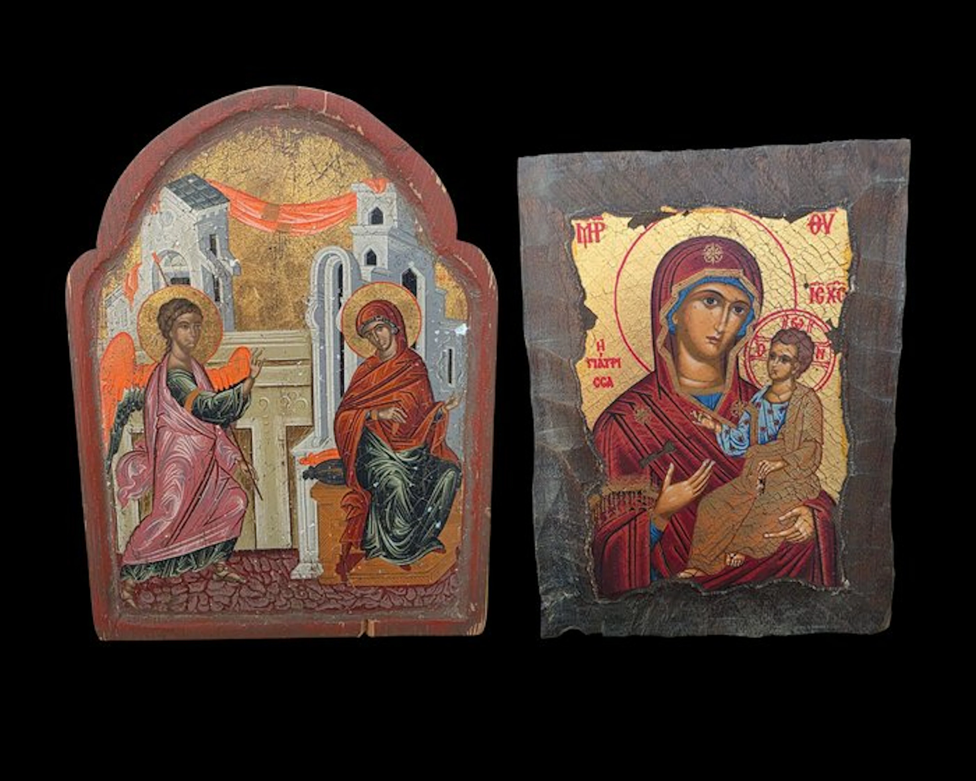 Icon - Wood - Pair of religious icons