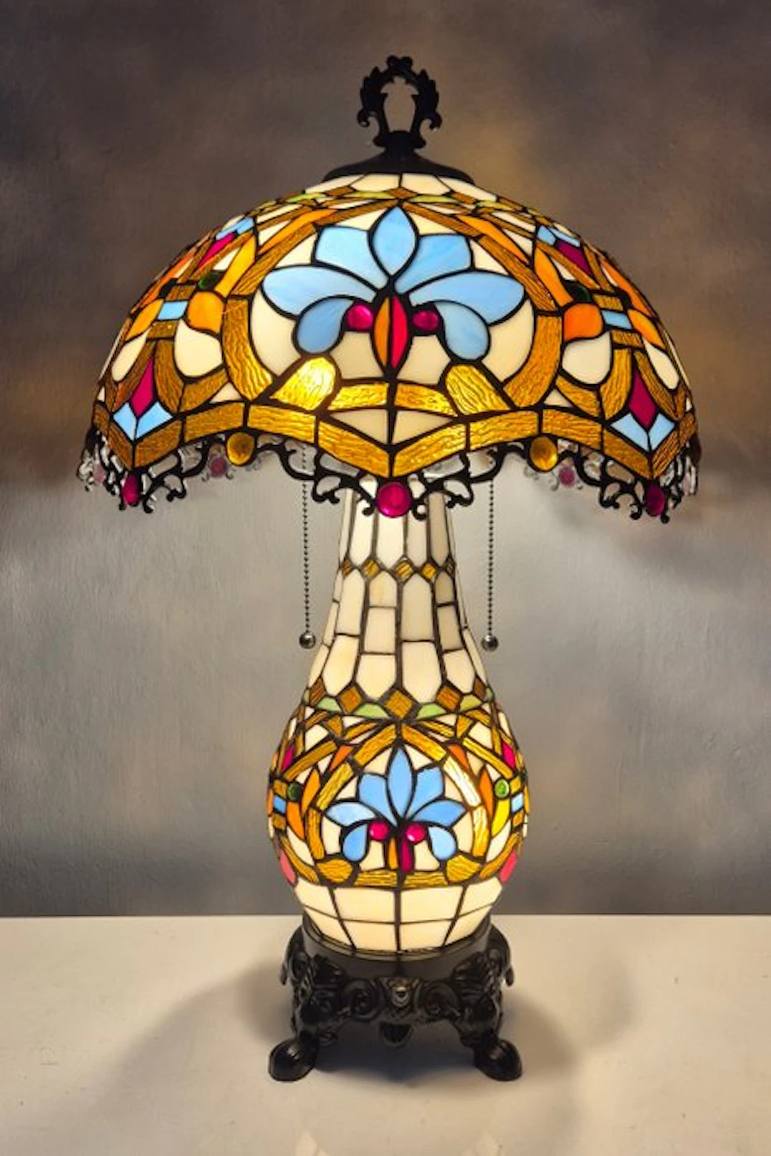 Lamp - Spectacular XL Tiffany-Style Table Lamp - 65 cm - Stained glass