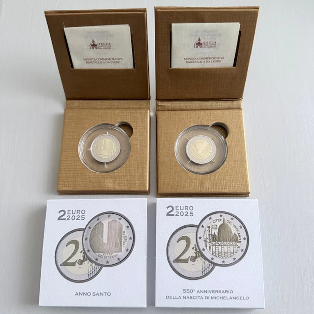 Vatican. 2 Euro 2025 "Anno Santo" + "Michelangelo" (2...