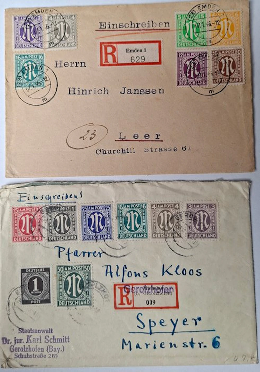 Germany 1945/1946 - Postal items in the American- and...