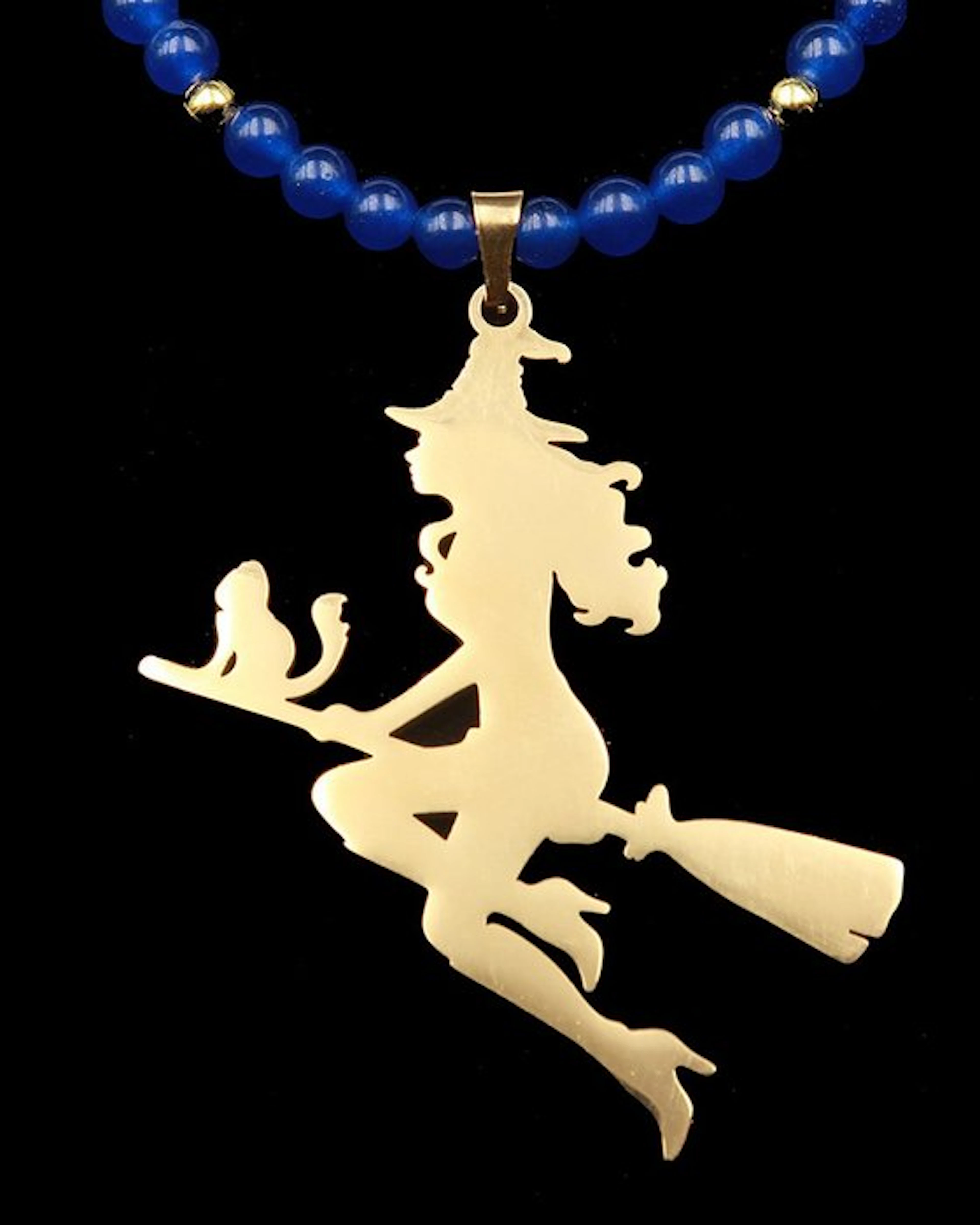 Witch Necklace – The Sorceress and her Black Cat – High...