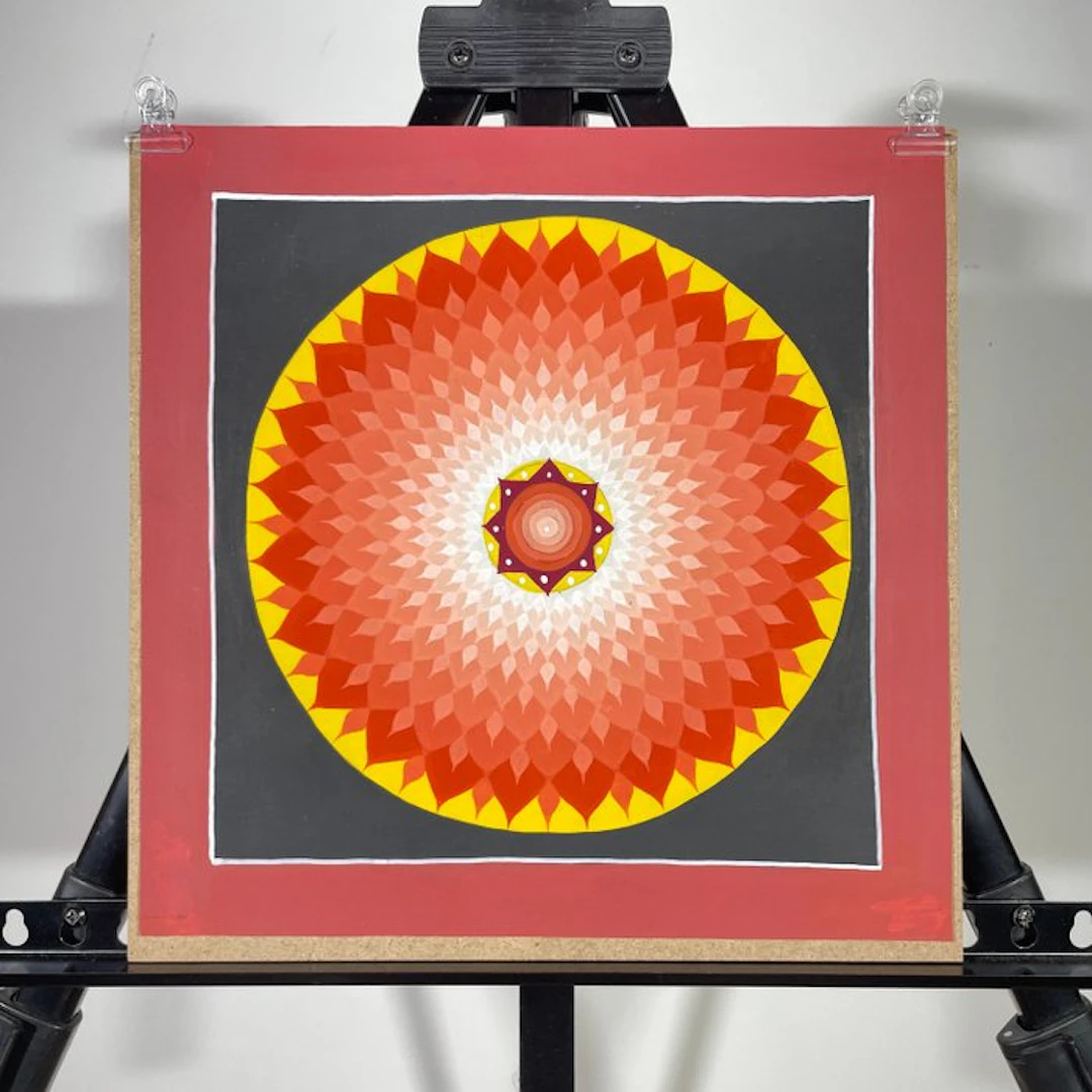 Painting of Tibetan Tradition - Mandala Lotus - Thangka Handpainted Feng Shui