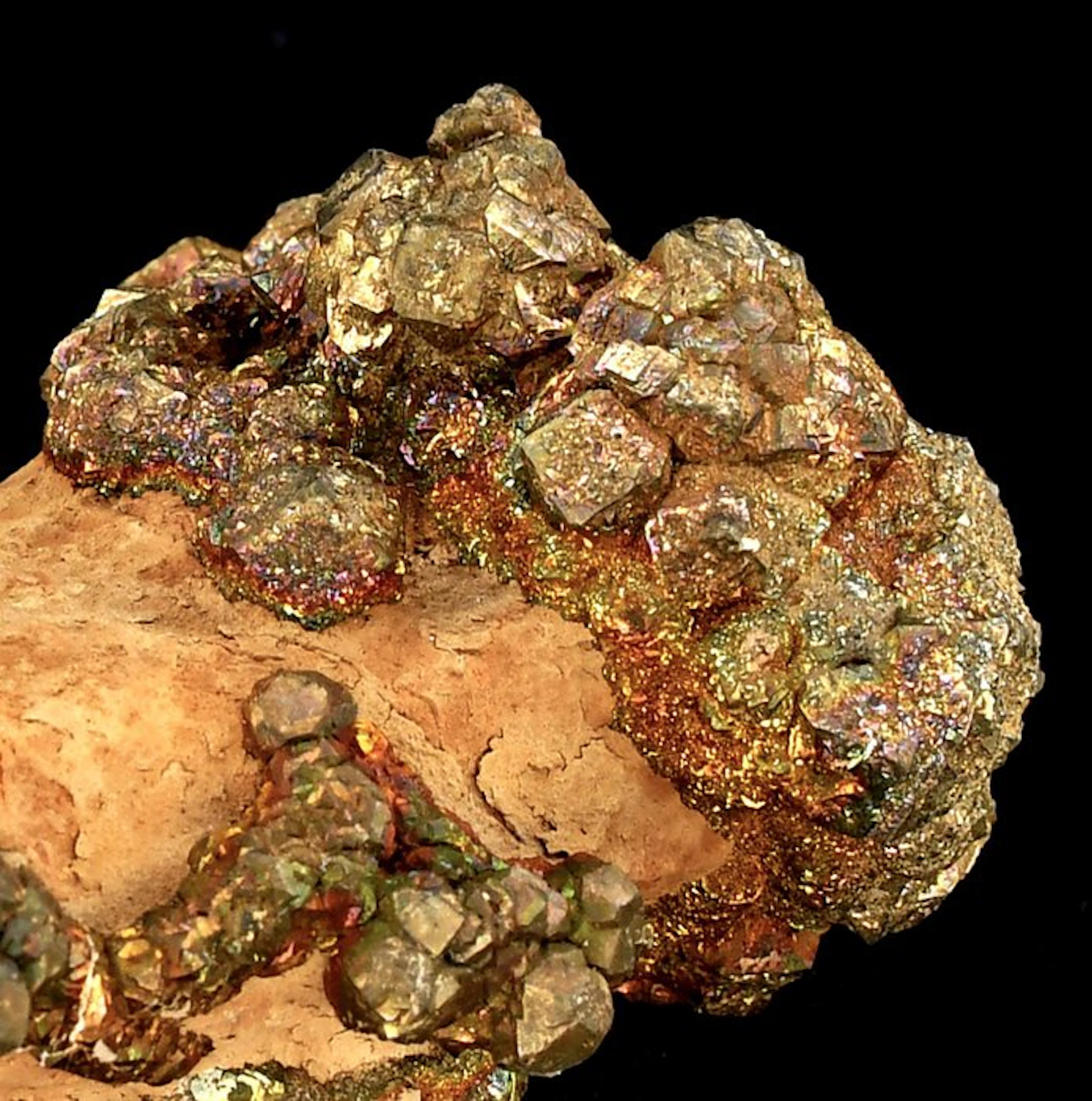 NEW FIND - High quality iridescent Pyrite on a matrix of...