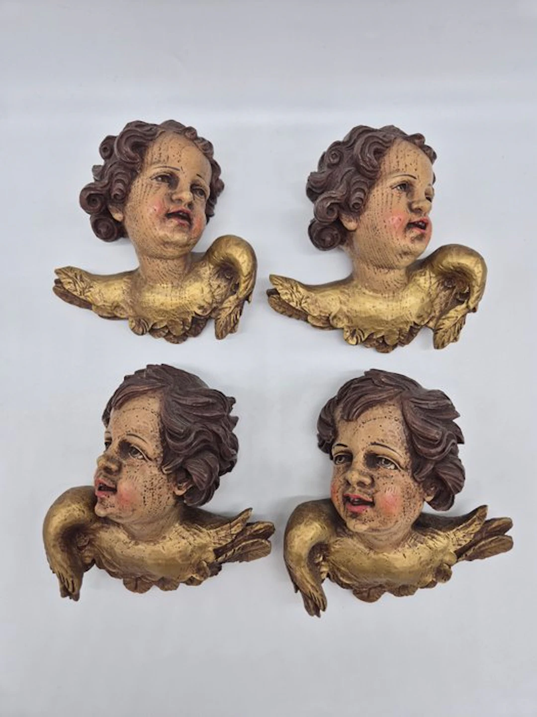 Gilde, 4 Engelsköpfe mit Flügeln im Barockstil - Figure (4) - stone casting