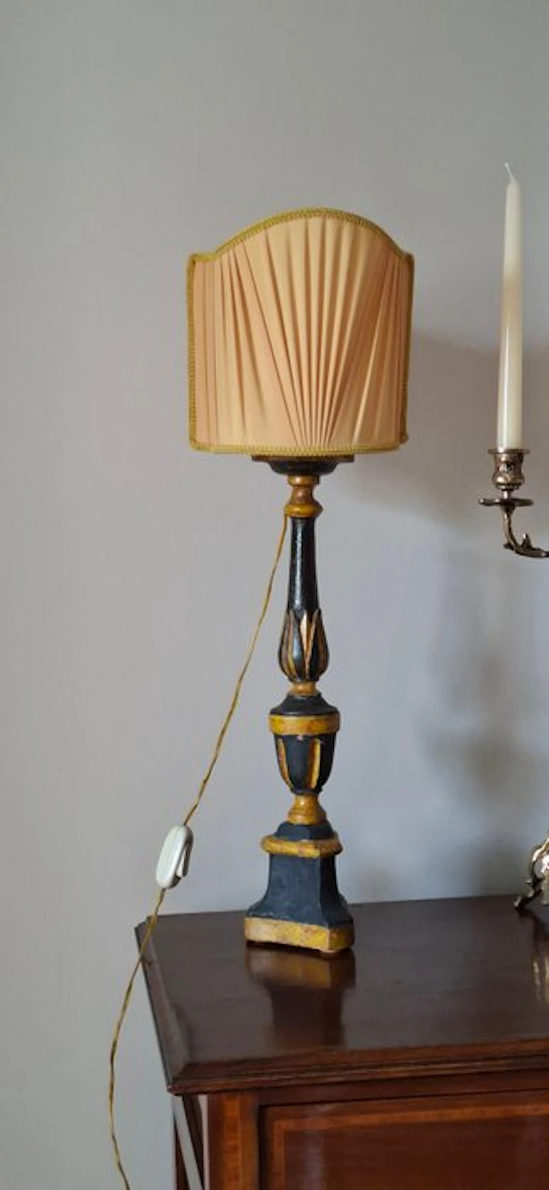 Candlestick - Wood - Antique wooden torchiere.