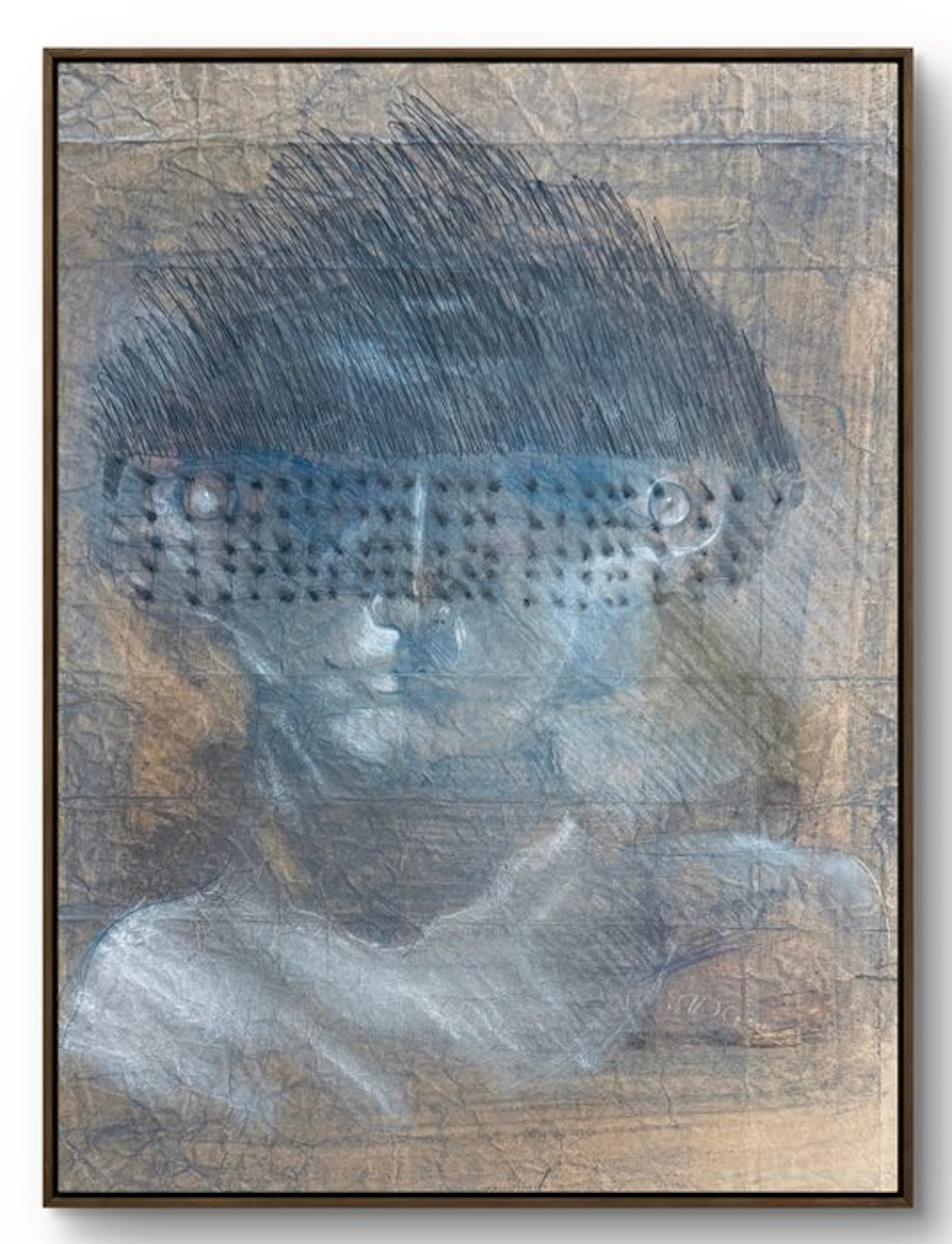 Robert Detheux (1932-2010) - Portrait bleu au voile – vers 2005