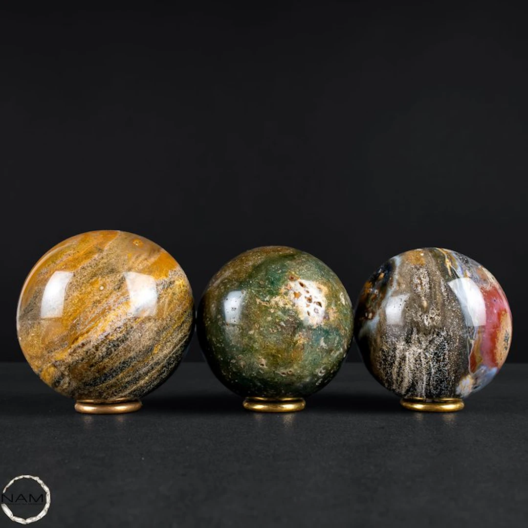 Ocean Jasper & Bumblebee Jasper Kugel Set Bold...