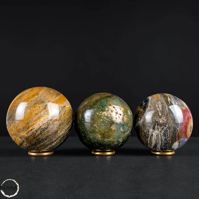 Ocean Jasper & Bumblebee Jasper Kugel Set Bold...