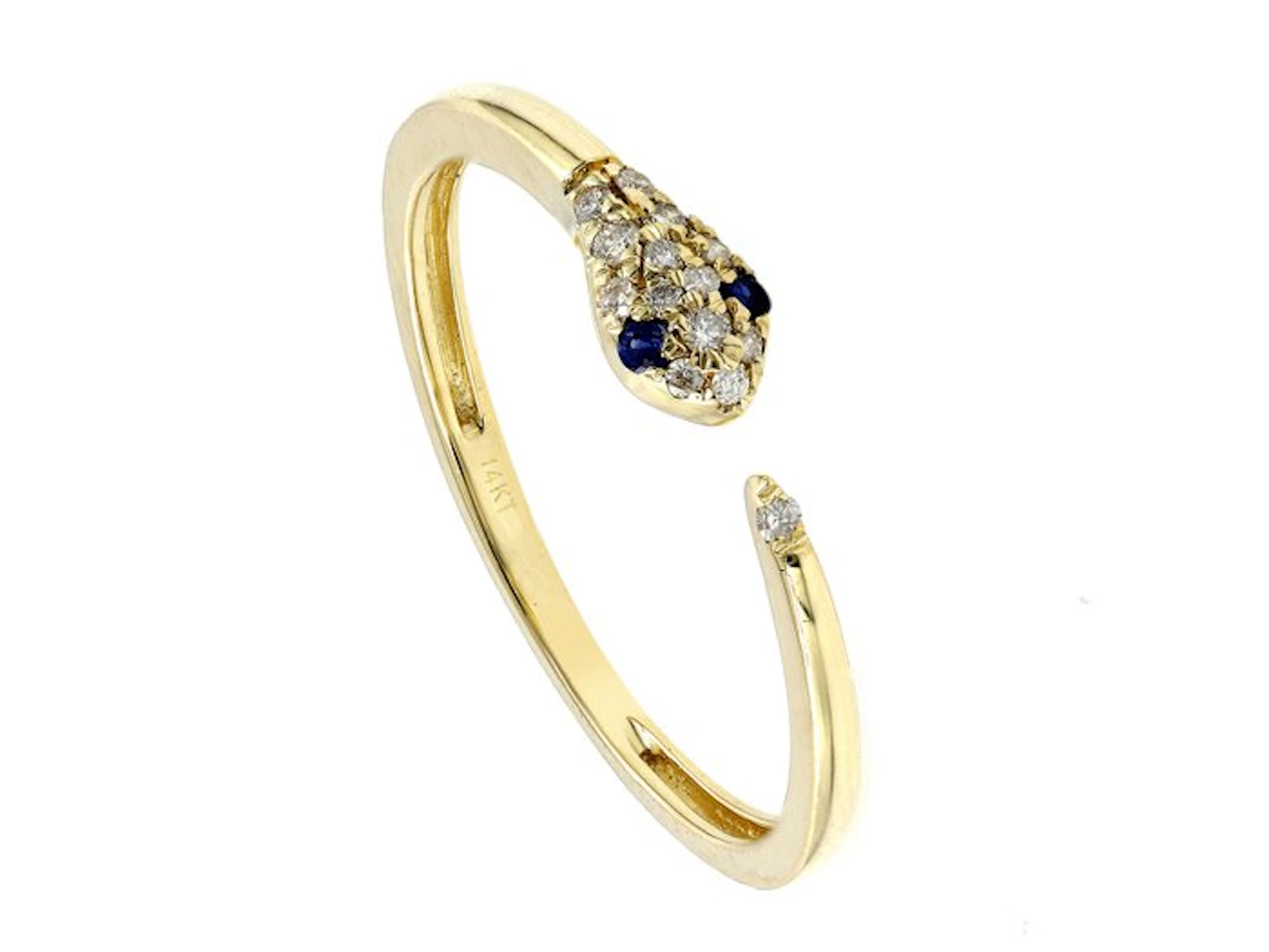 No reserve price - Ring - 14 kt. Yellow gold - 0.11ct. tw. Sapphire - Diamond