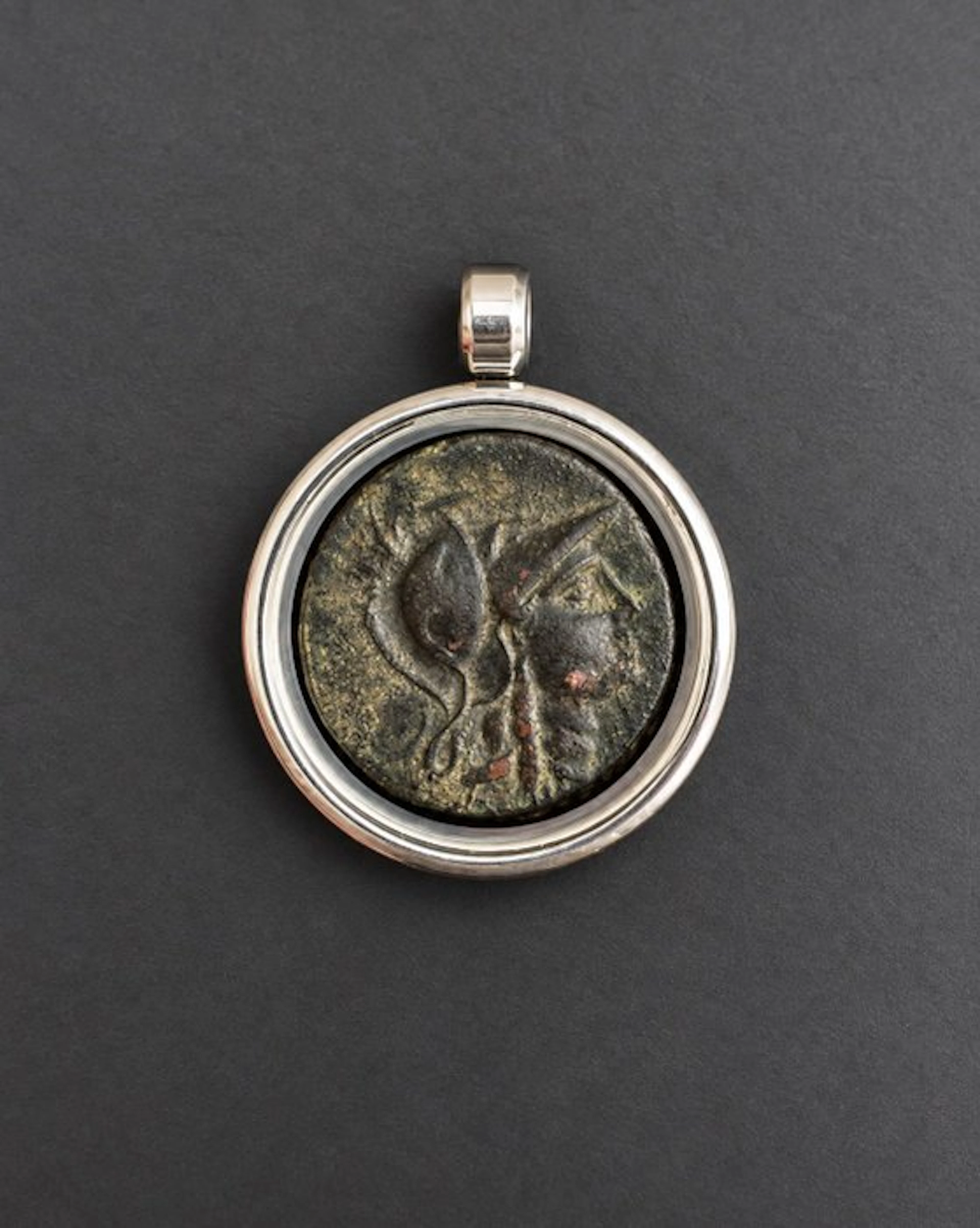 Ancient Greek Bronze (coin) Silvered metal (pendant) Coin...