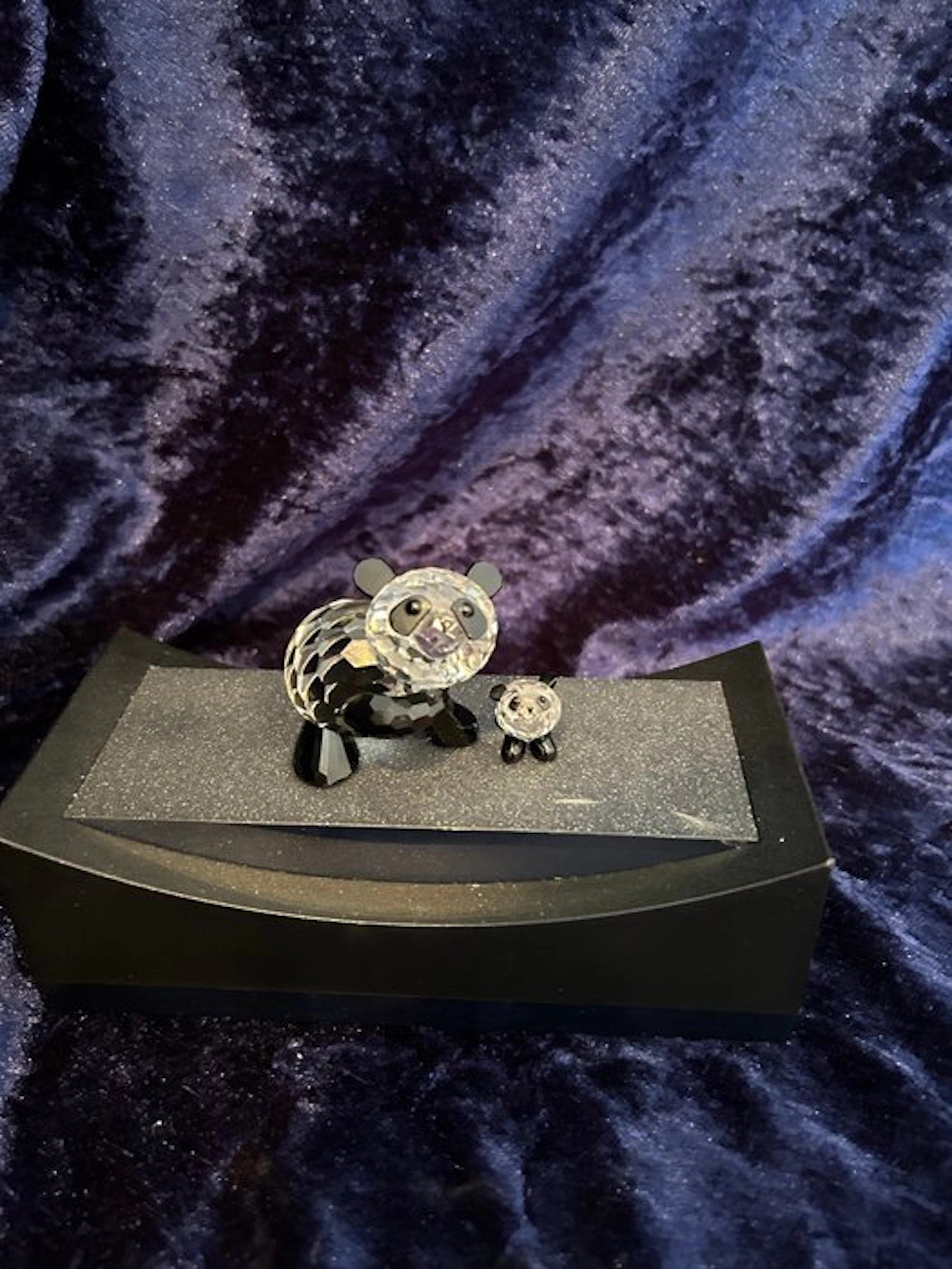 Swarovski - Figurine - Panda moeder en baby - Box + Certificate (2) - Crystal