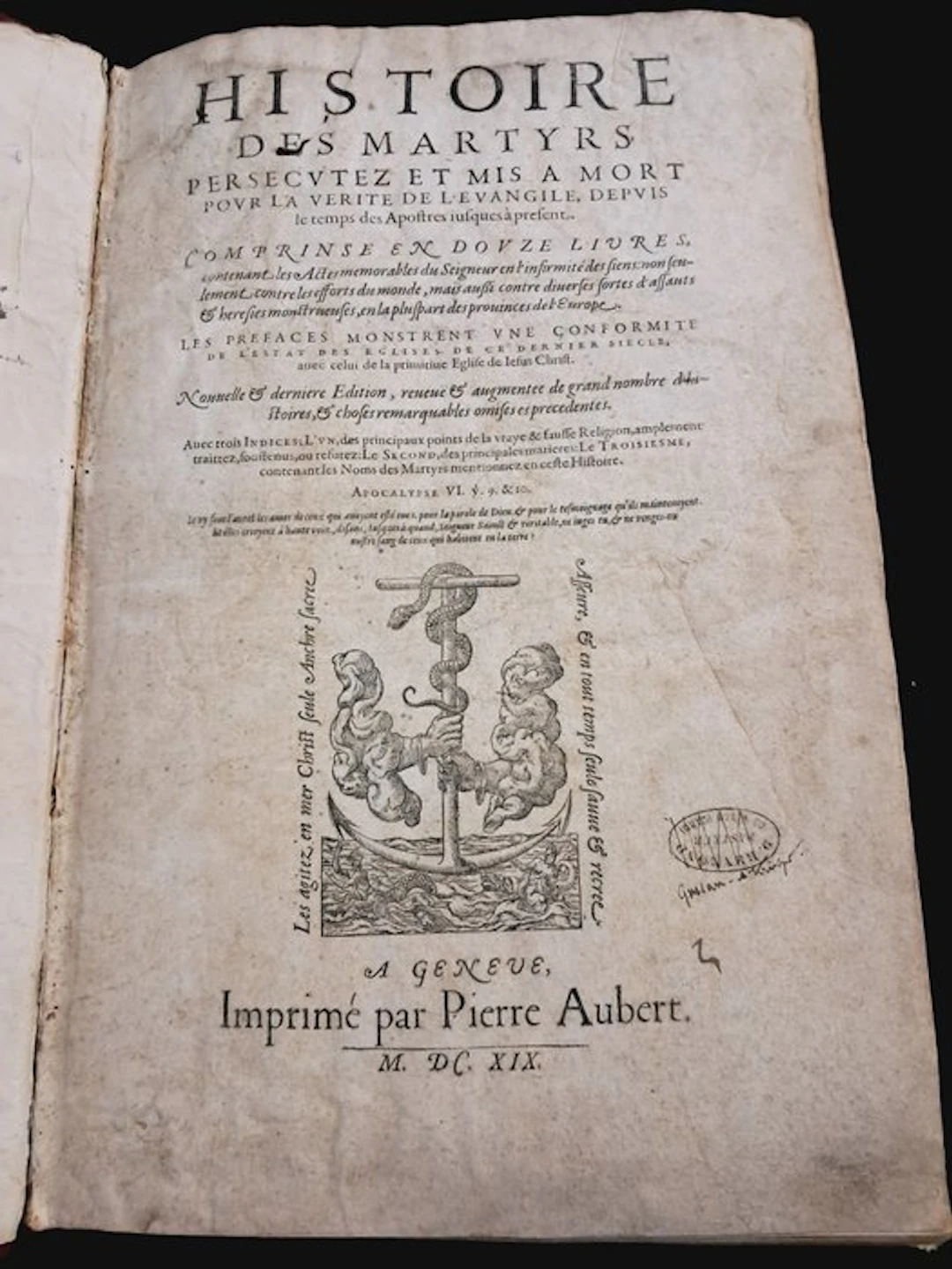 Jean Crespin - Histoire des Martyrs - 1619