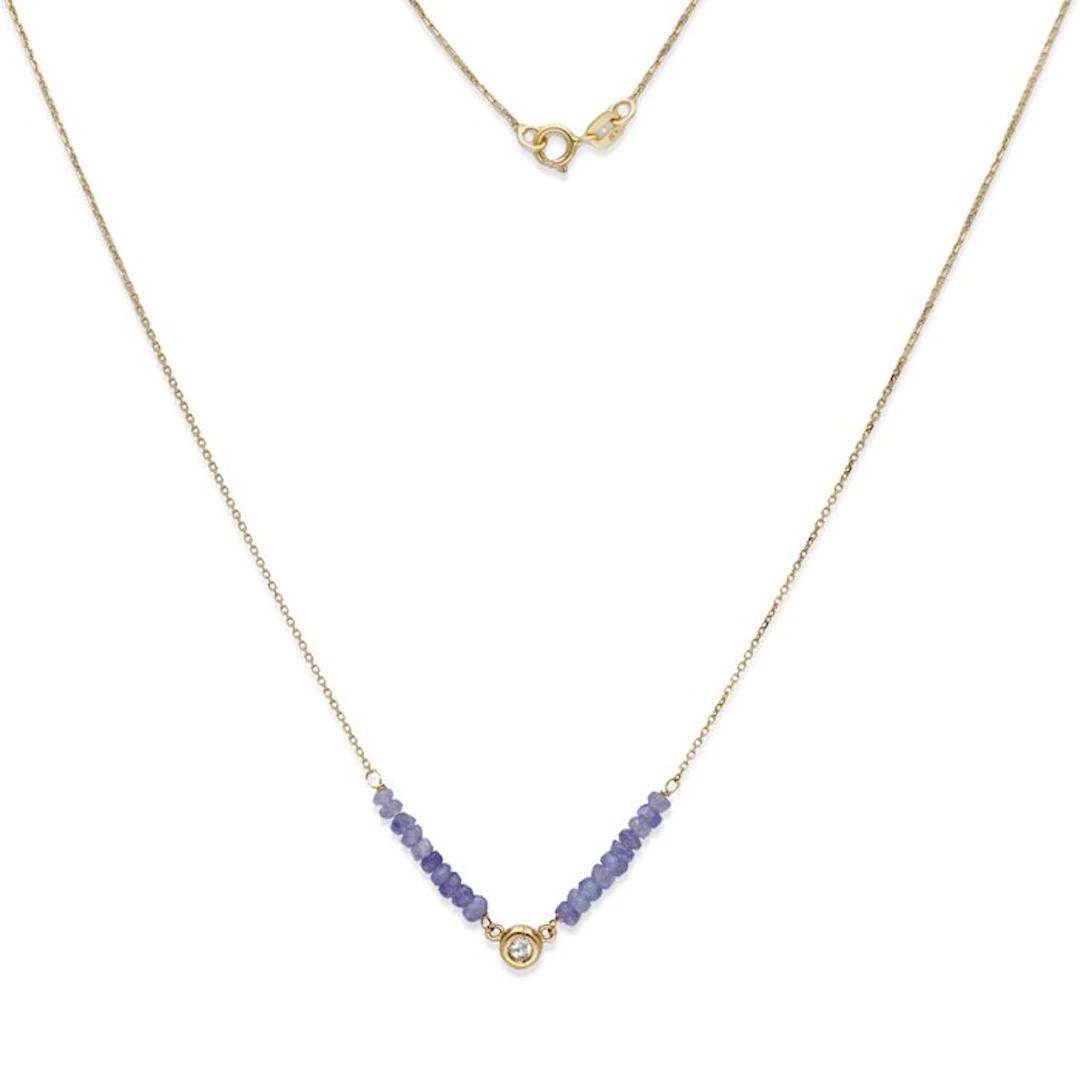 Pendant - 18 kt. Yellow gold Tanzanite - Diamond