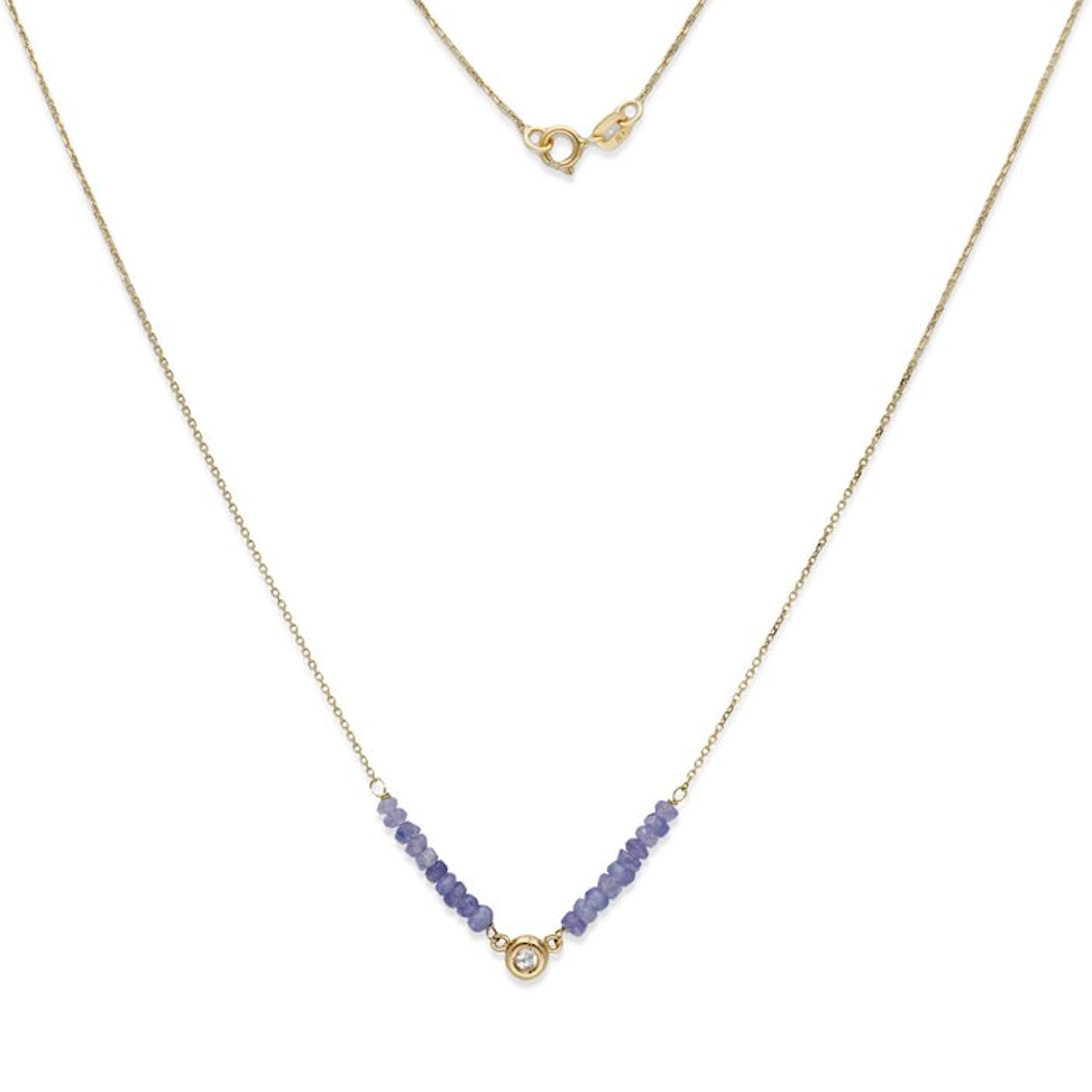 Pendant - 18 kt. Yellow gold Tanzanite - Diamond