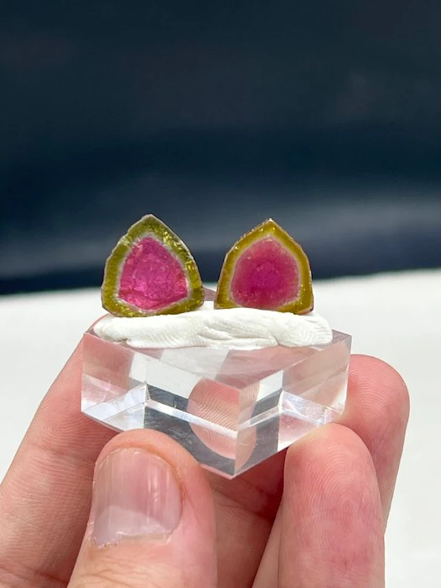 Watermelon tourmaline Slices - Height: 14 mm - Width: 14 mm- 3 g - (1)