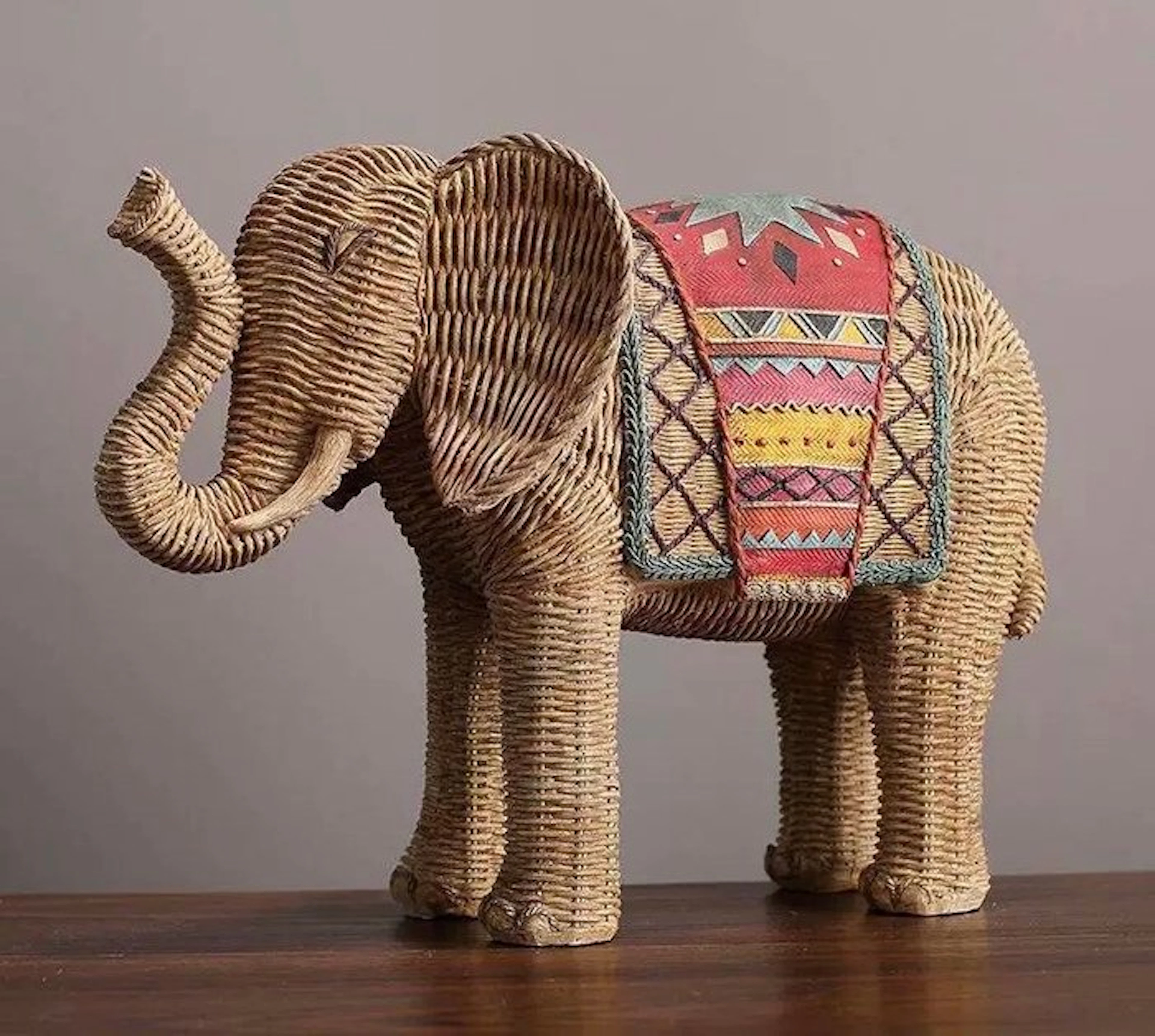 Chair - Rattan, Textile - A rattan elephant chair
