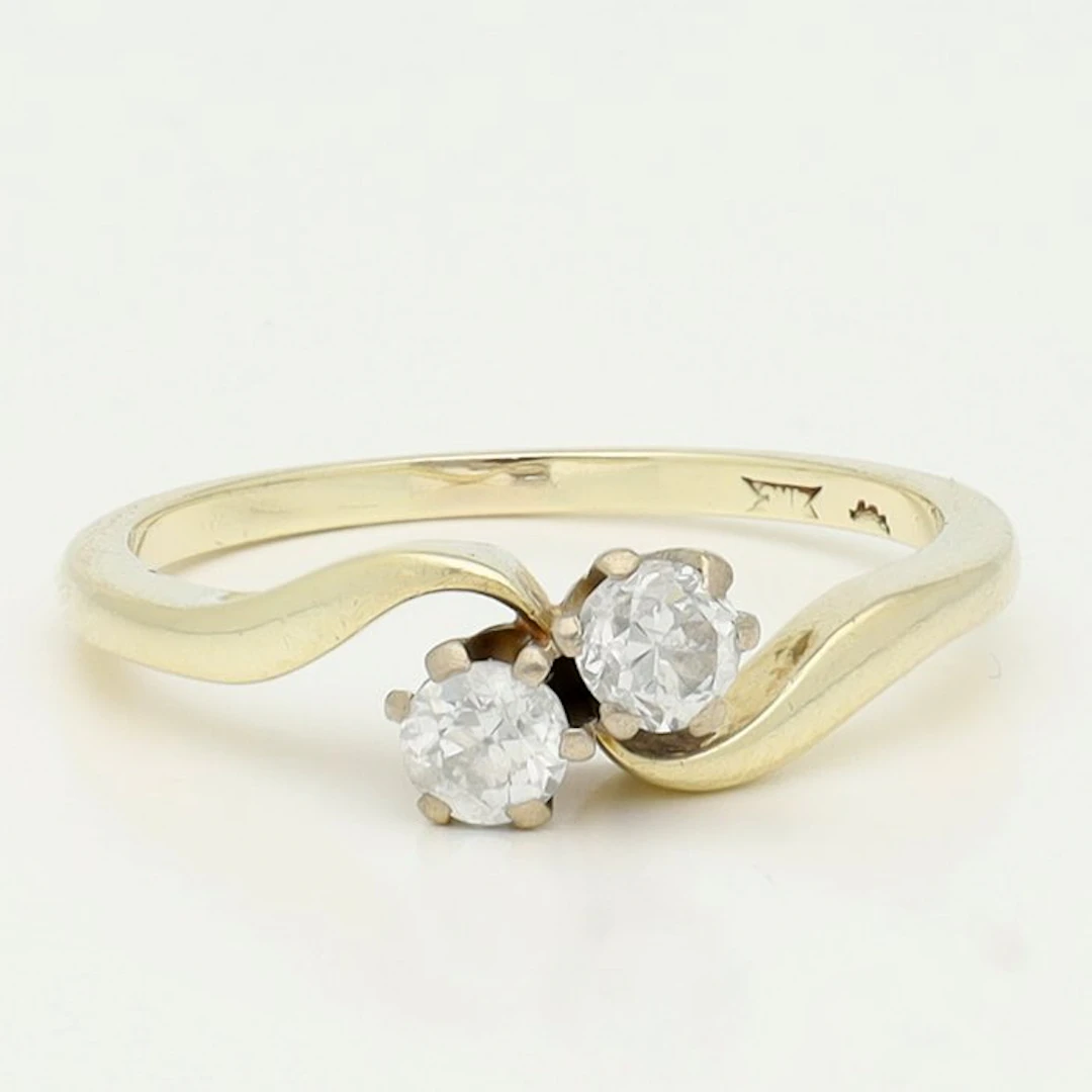 Ring - 14 kt. Yellow gold Diamond (Natural) - You and me.