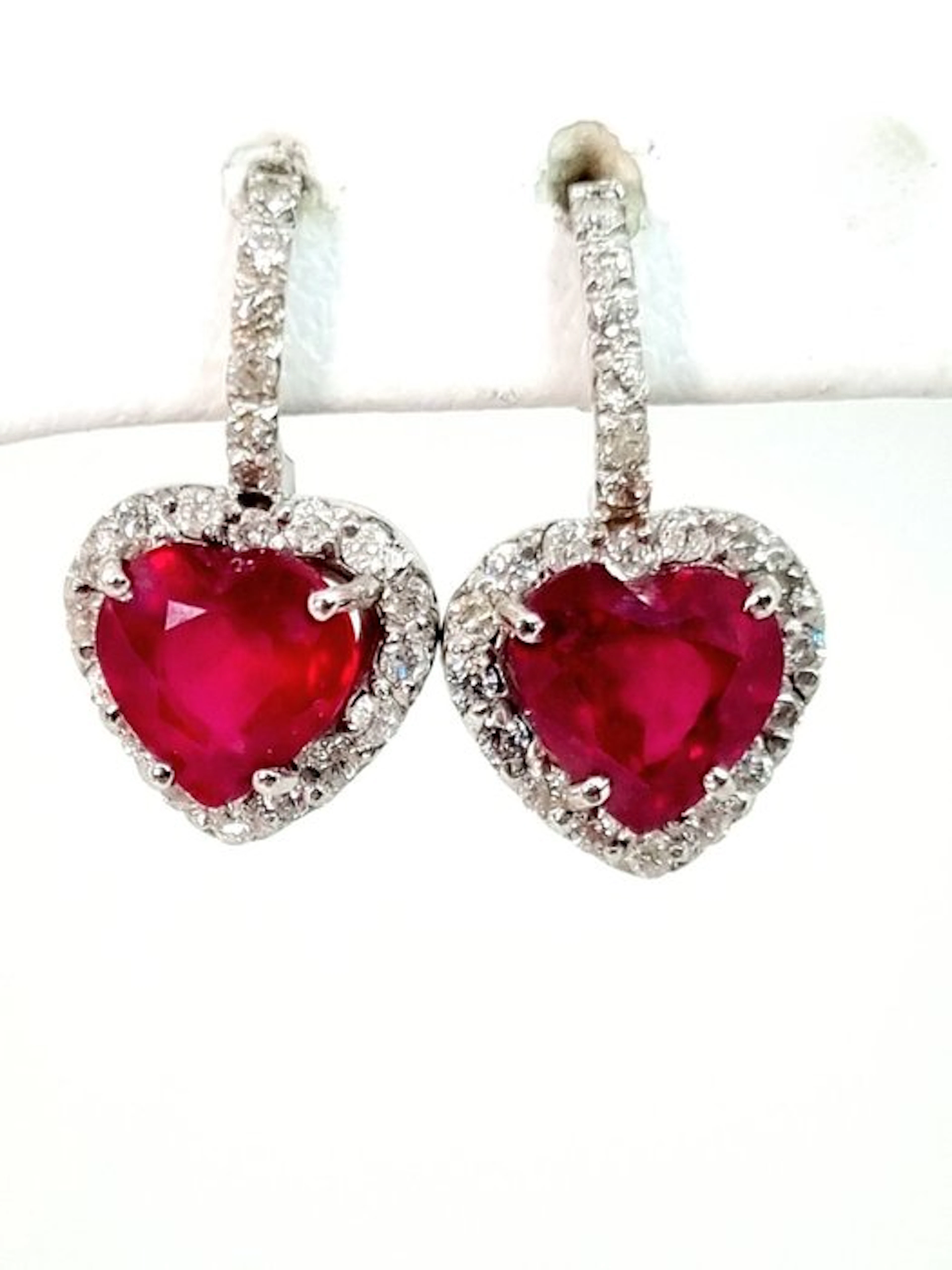 Earrings - 18 kt. White gold Ruby - Diamond
