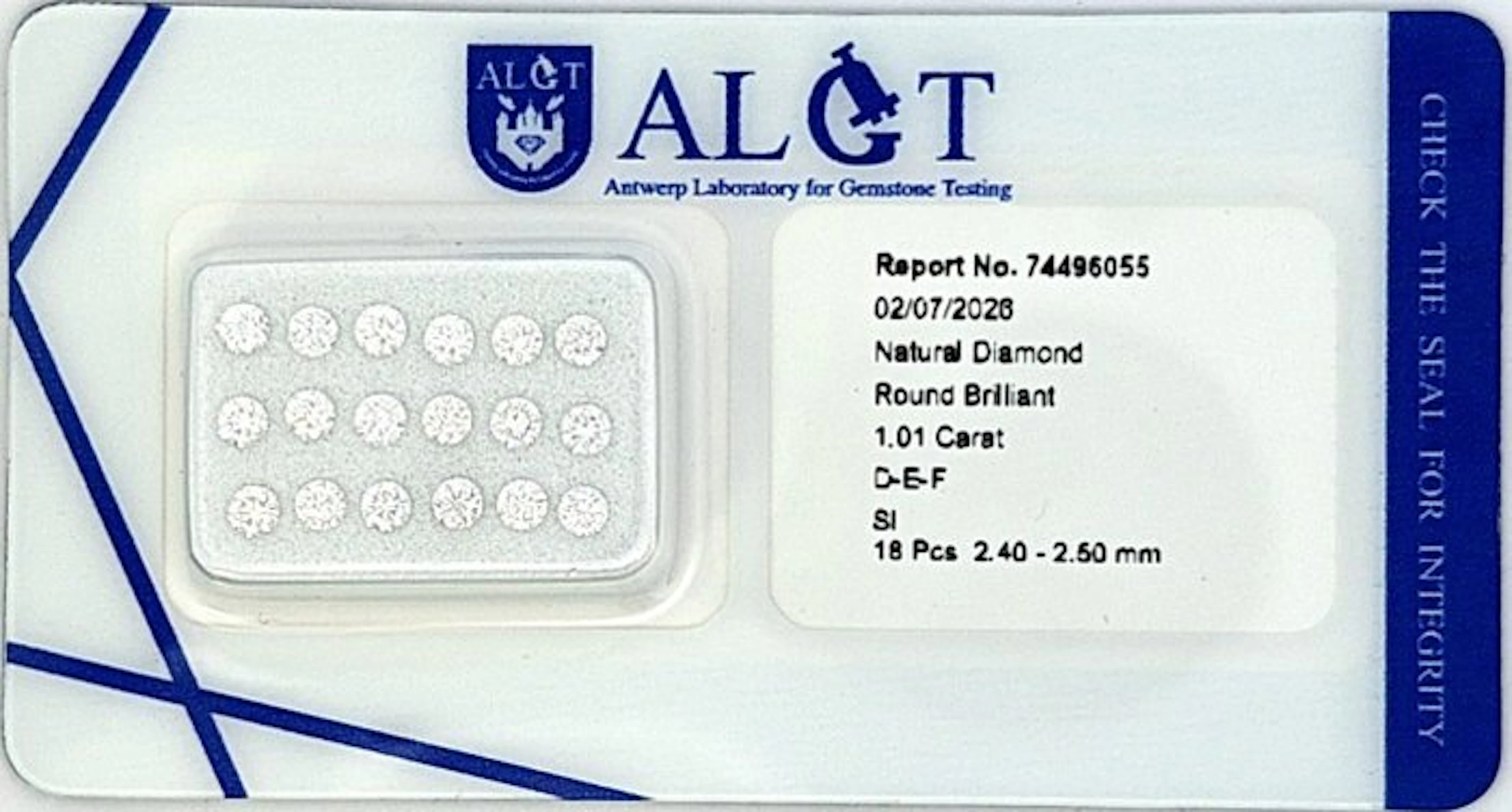 18 pcs Diamond (Natural) - 1.01 ct - Round - F