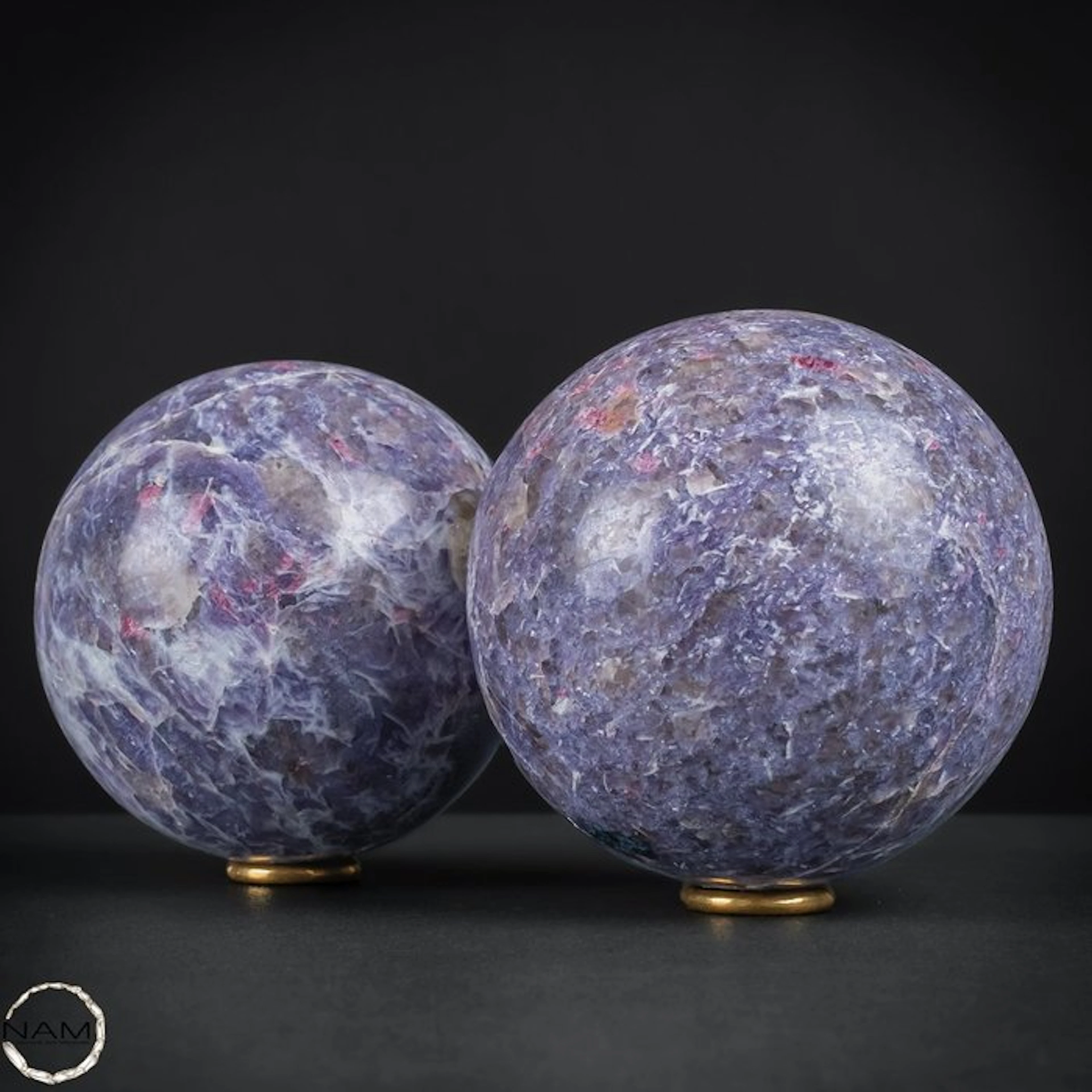 Fascinating unicorn mineral sphere duo – violet color...