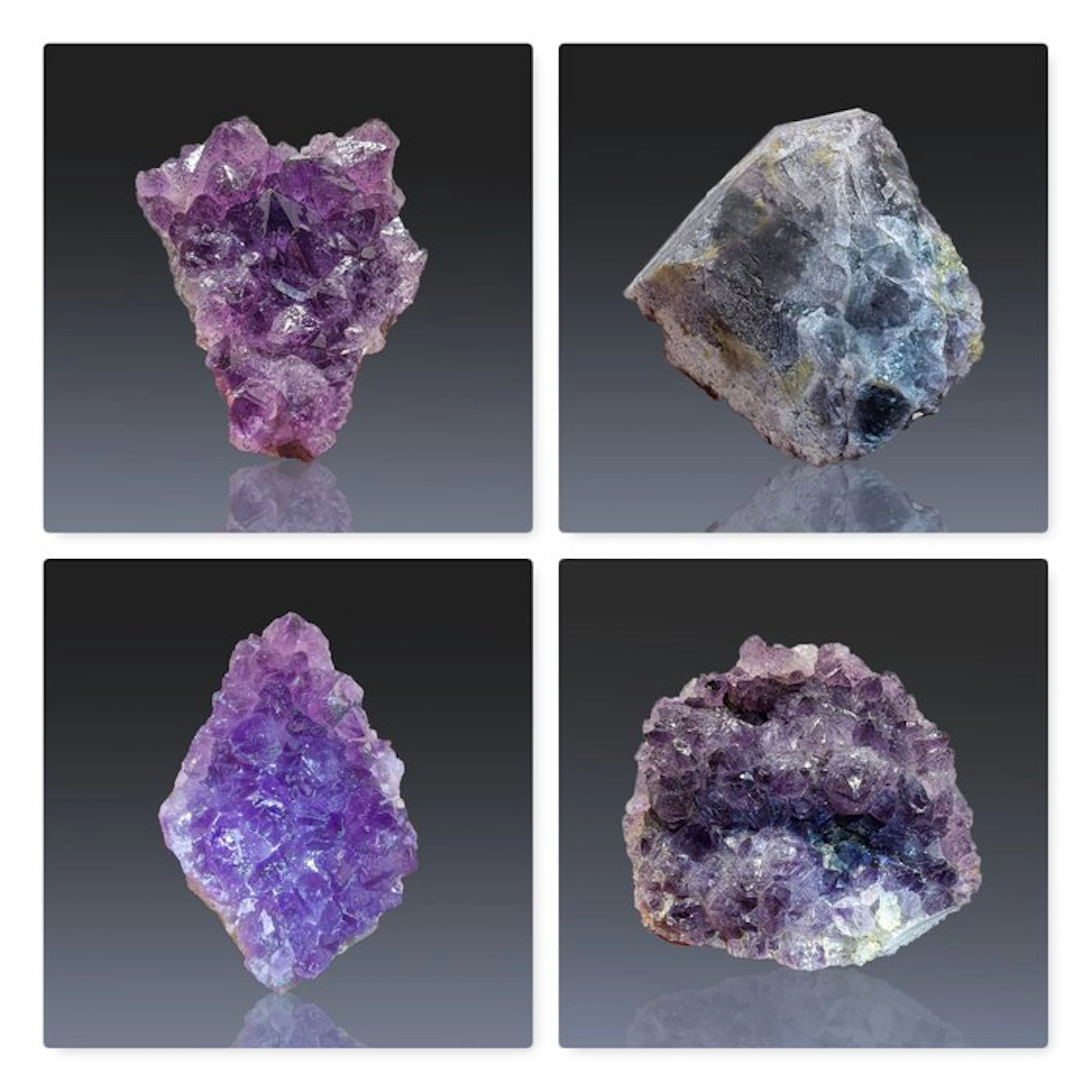 Natural Amethyst with Fluorite and Pyrite Crystal Lot- 1465 g - (4)