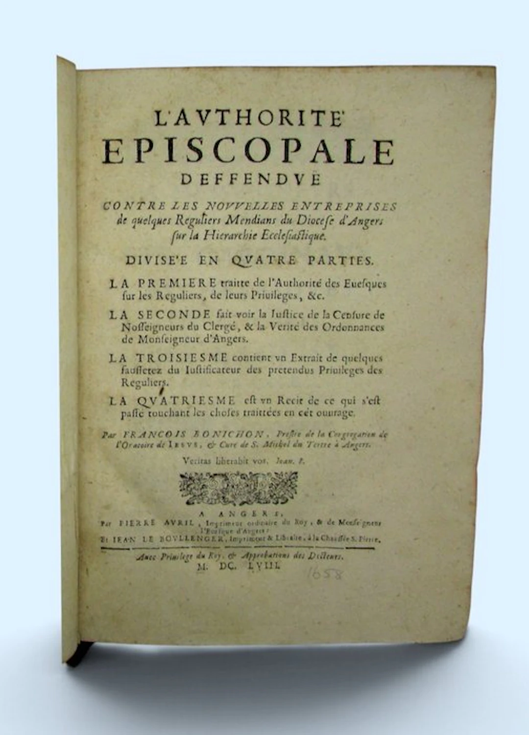 François Bonichon - L’Authorité episcopale - 1658