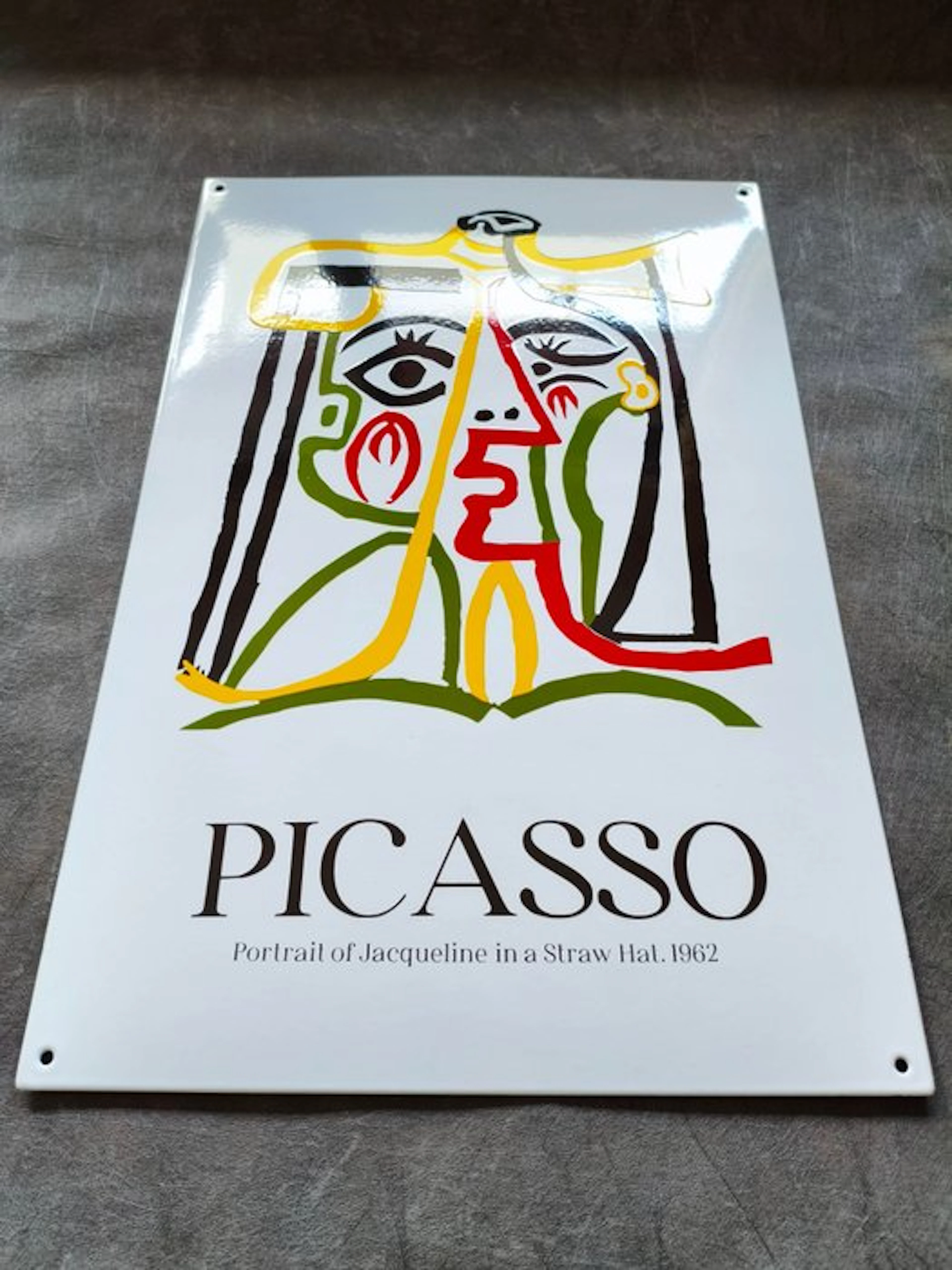 Picasso - enamel sign Picasso straw hat Emailschild Emaille Schild