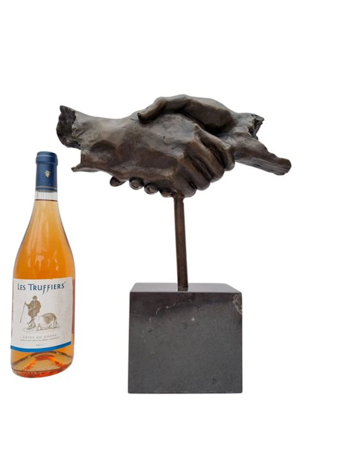 Figurine - The handshake - Bronze, Marble