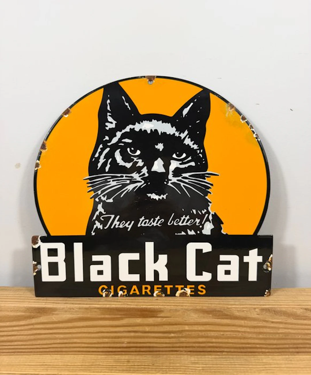 Cigarettes Black Cat - Enamel plate - Enamel