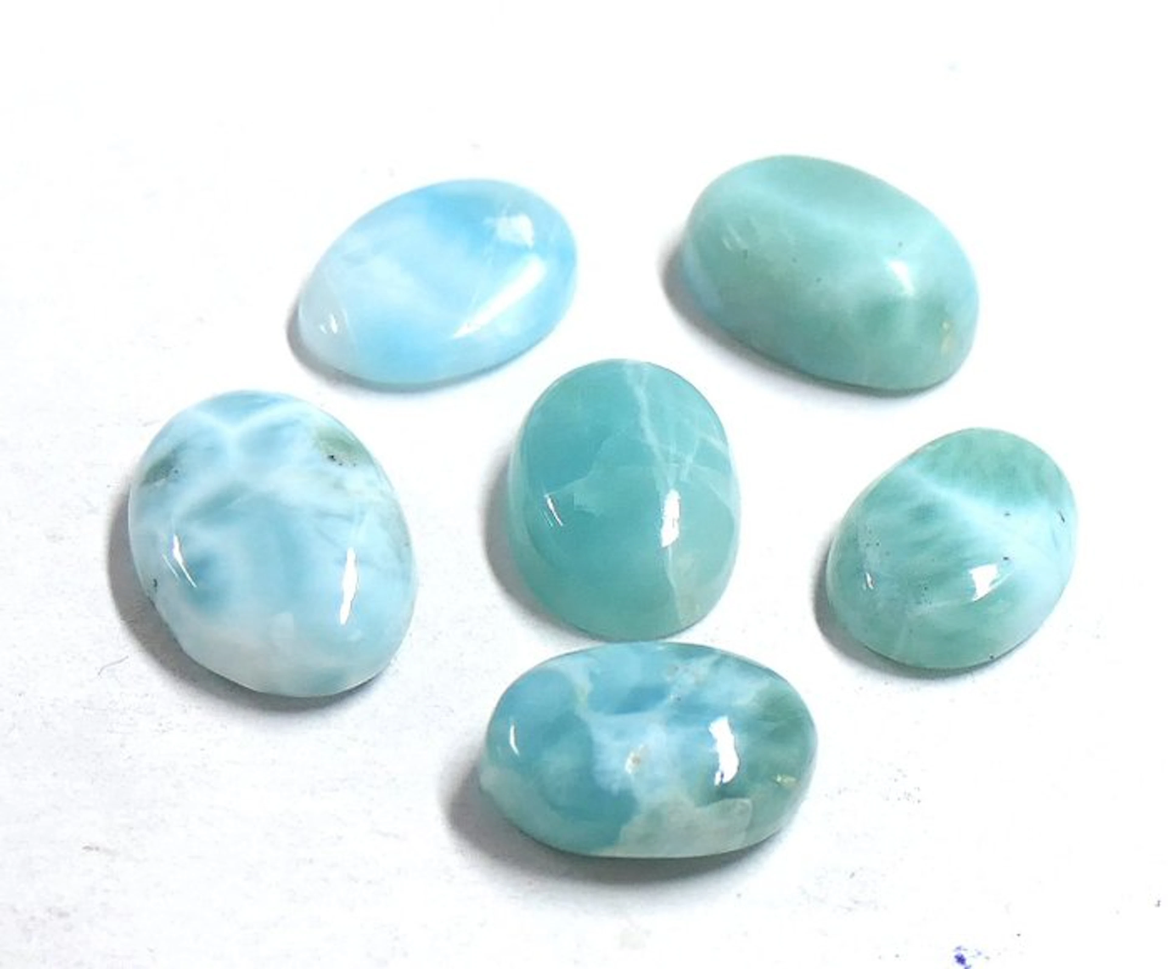 Gorgeous lot of Larimar - 100% natural - Cabochon- 8.04 g - (6)
