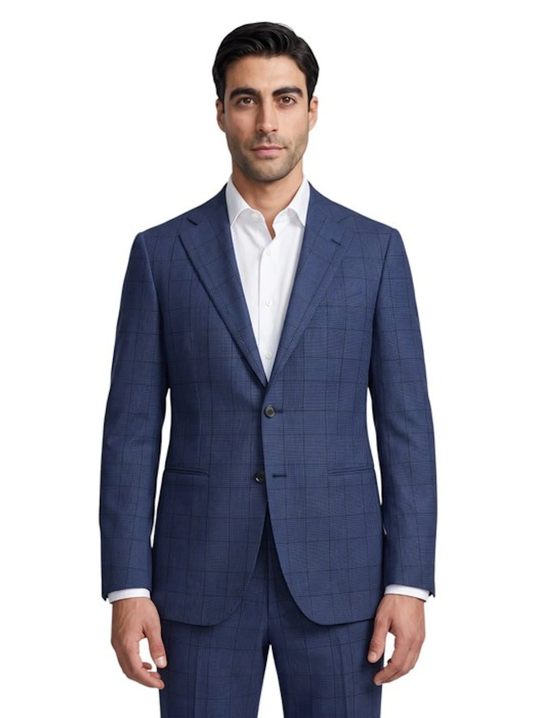 SARTITUDE NAPOLI - 46 IT - Suit Blue Glen Plaid 100% Wool...