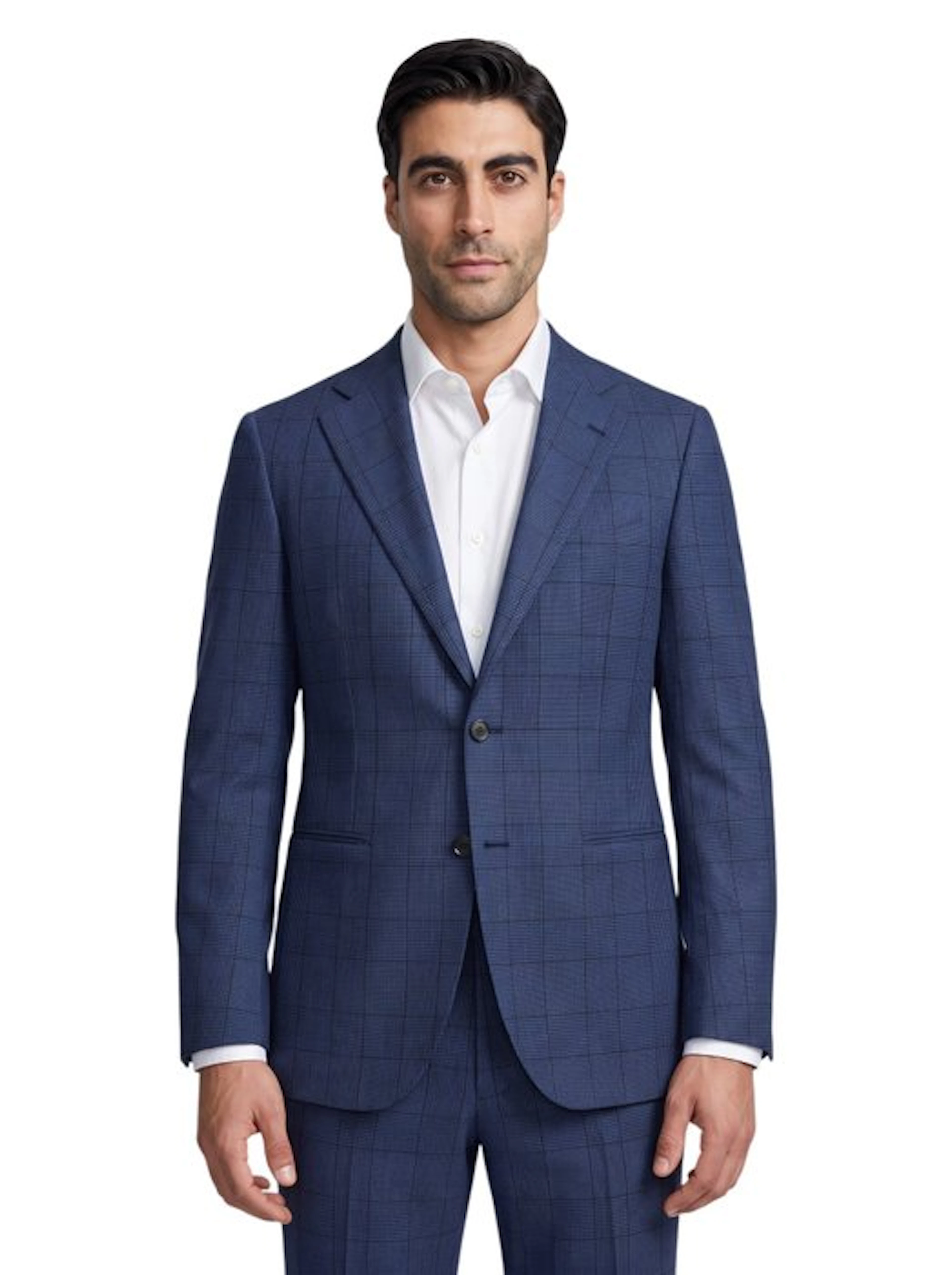 SARTITUDE NAPOLI - 46 IT - Suit Blue Glen Plaid 100% Wool...