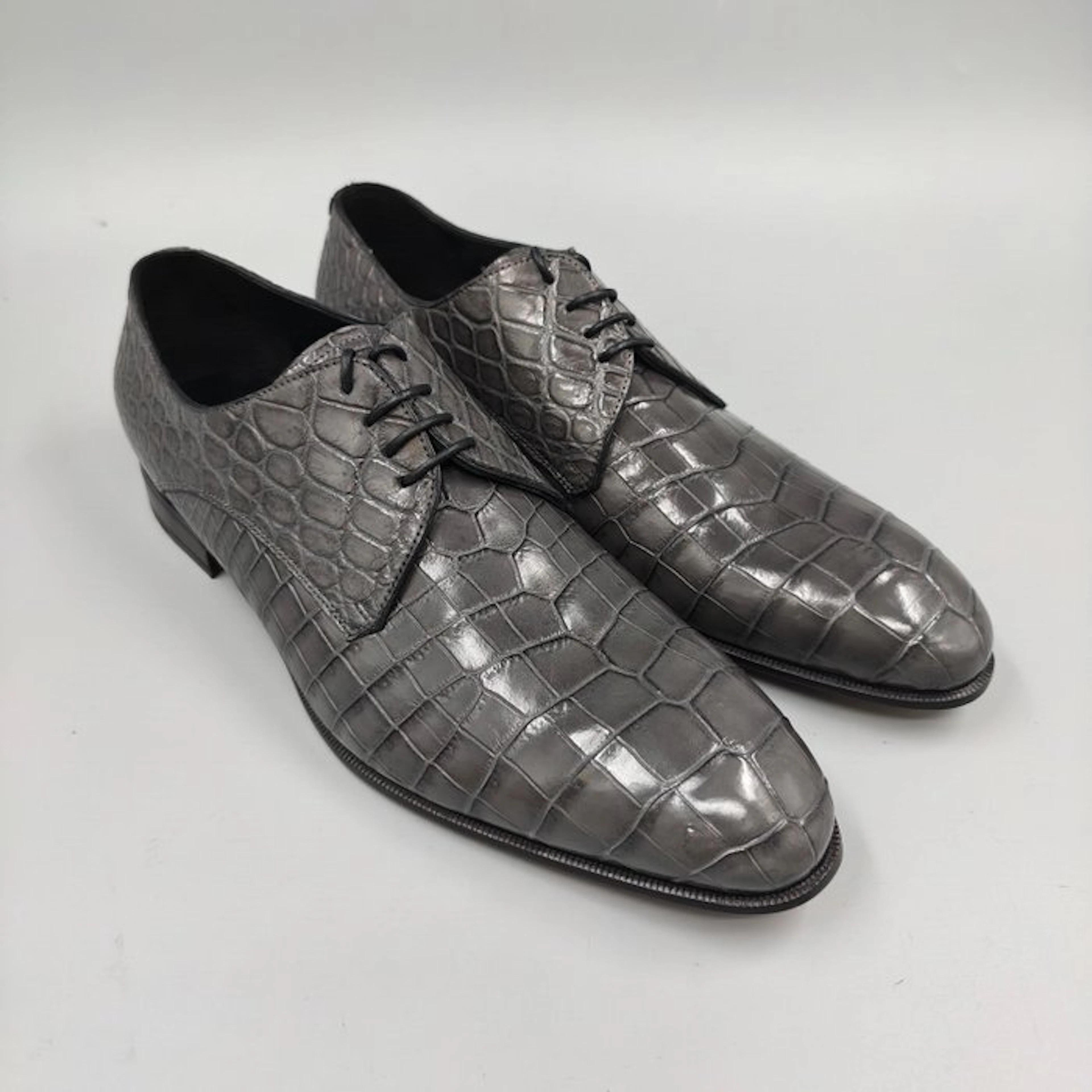 Dami-Crocodile-45- Grey Derby - Lace-up shoes - Size: EU 45 - New in box