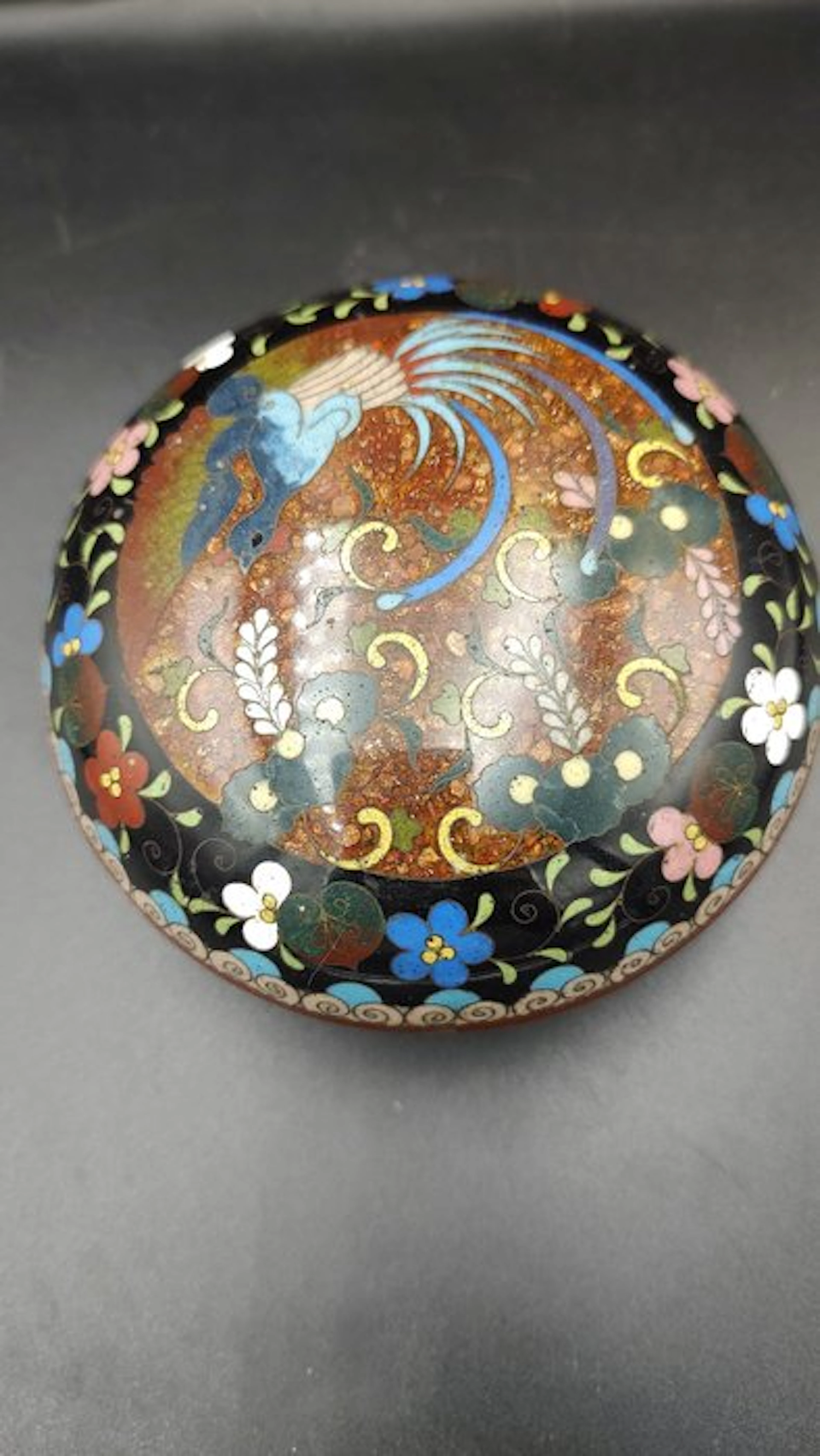 Box - Enamel - Round cloisonné box