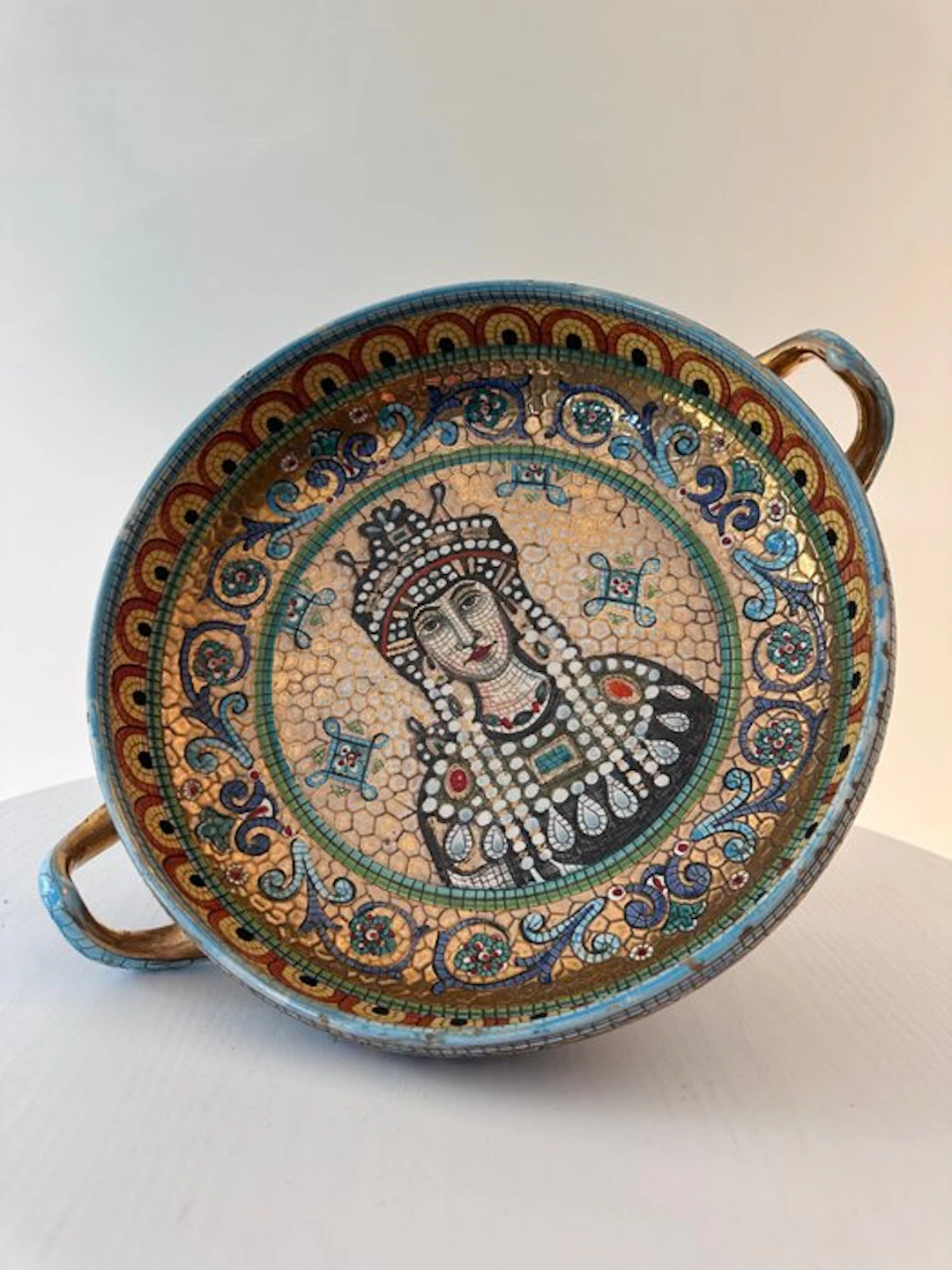 Bowl - Vintage Gialletti Deruta Byzantine Mosaic Style...