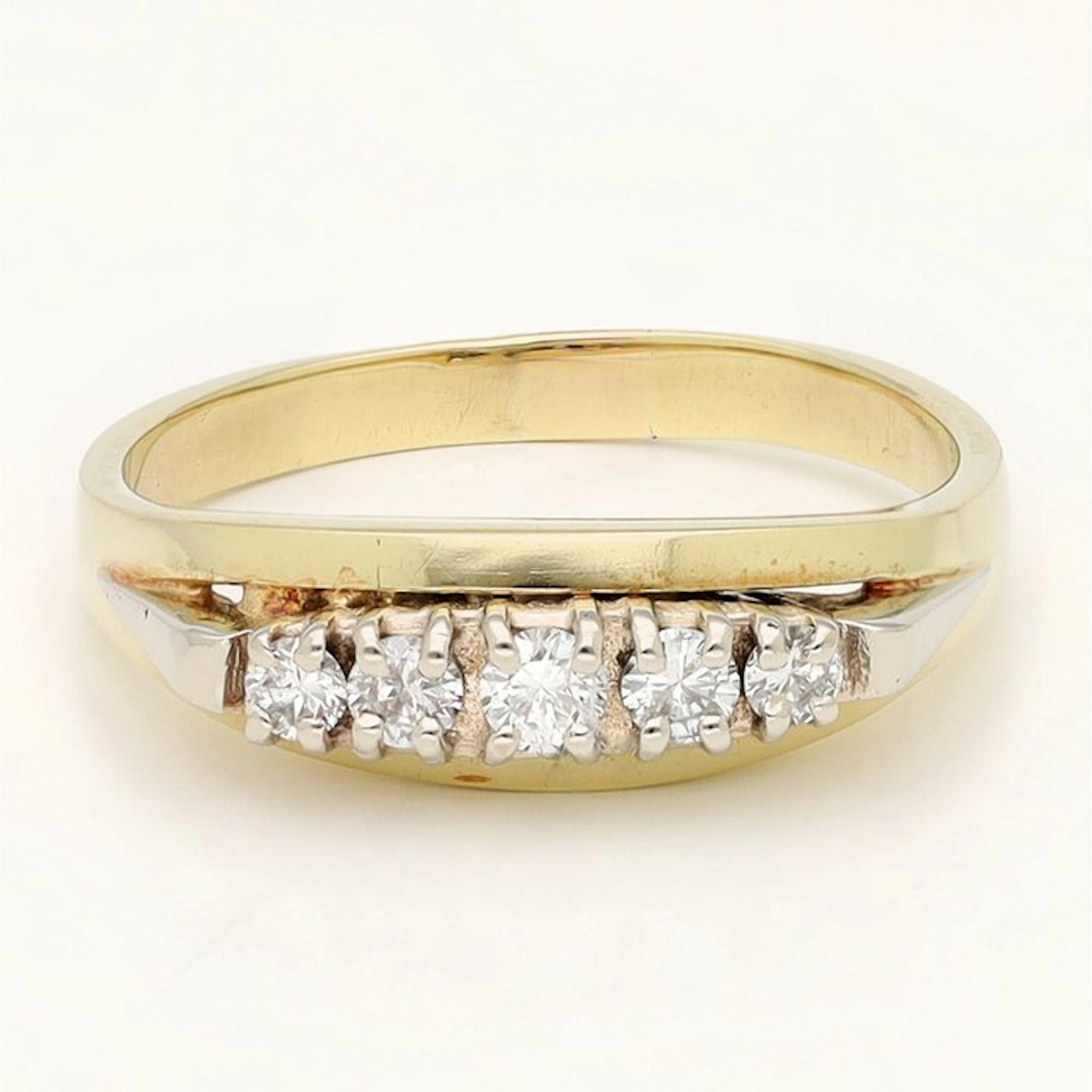 Ring - 14 kt. Yellow gold, White gold Diamond (Natural) - Row