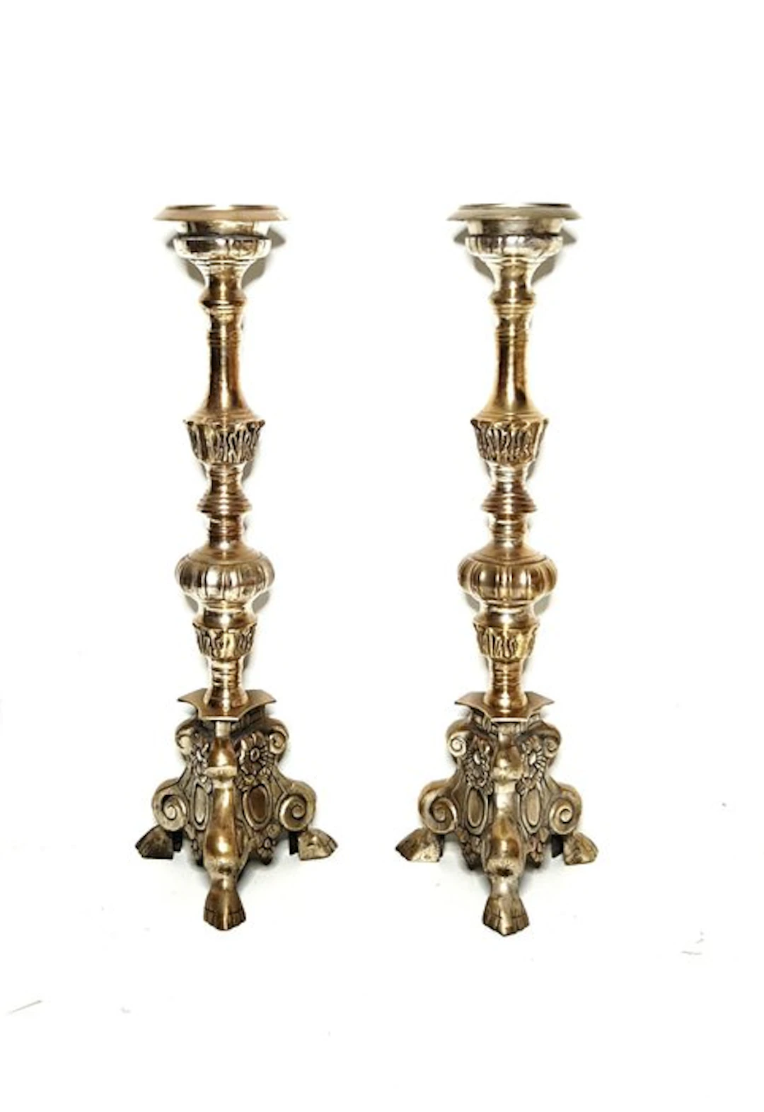 Candleholder (2) - Brass - Church candlesticks - 56 cm - 5.2 kg