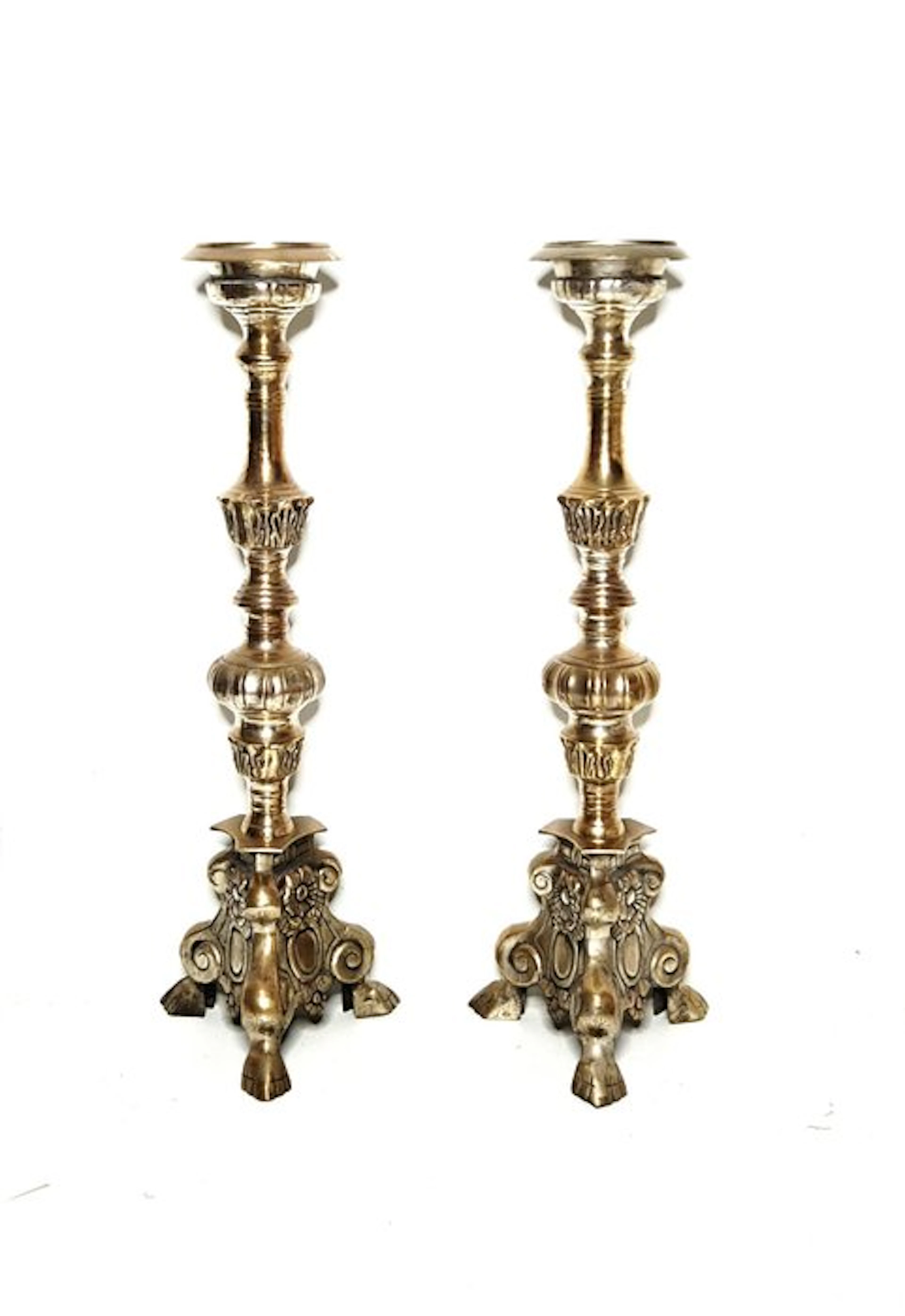 Candleholder (2) - Brass - Church candlesticks - 56 cm - 5.2 kg
