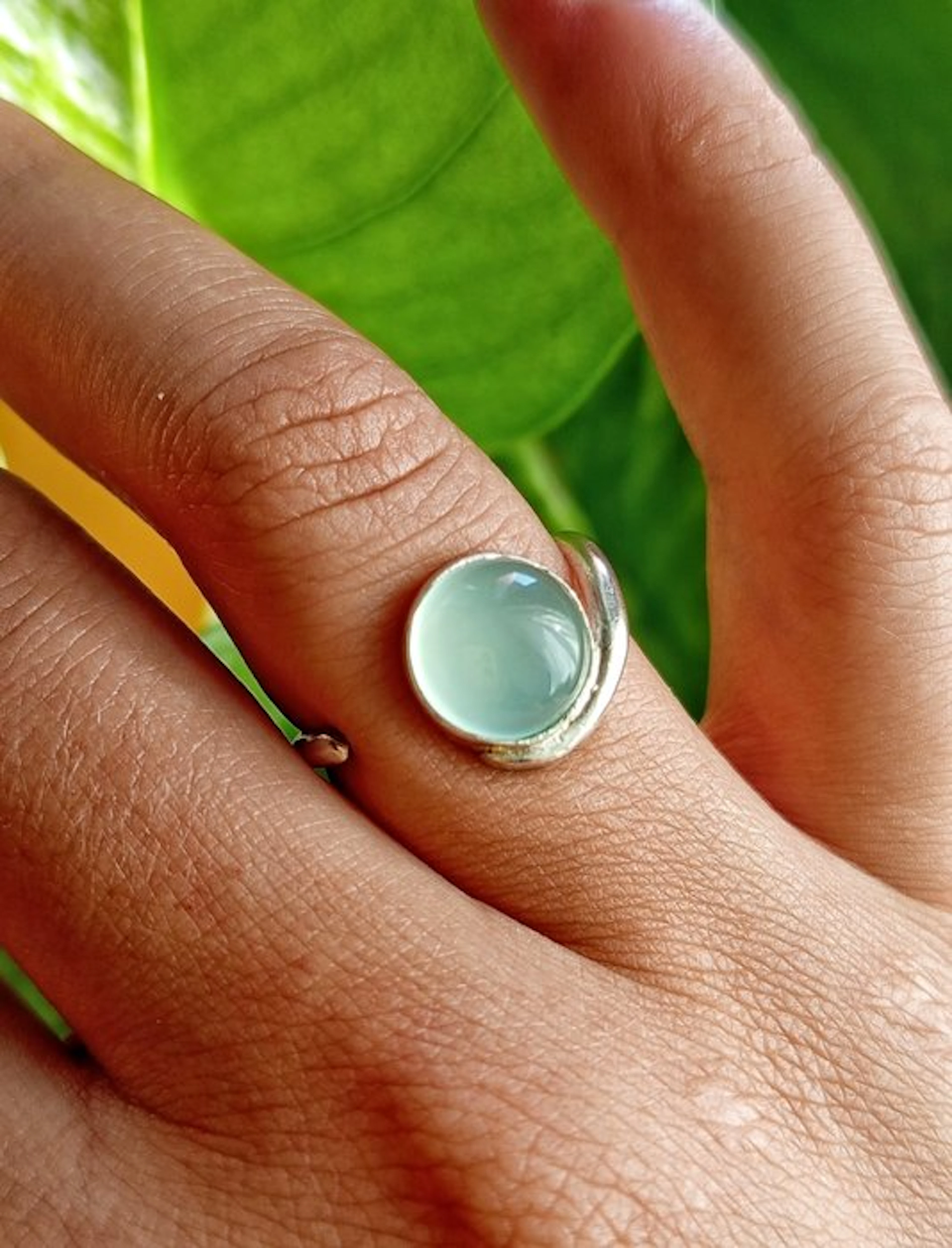 Handmade "Chloe" ring in 925 silver with top-quality Aquamarine